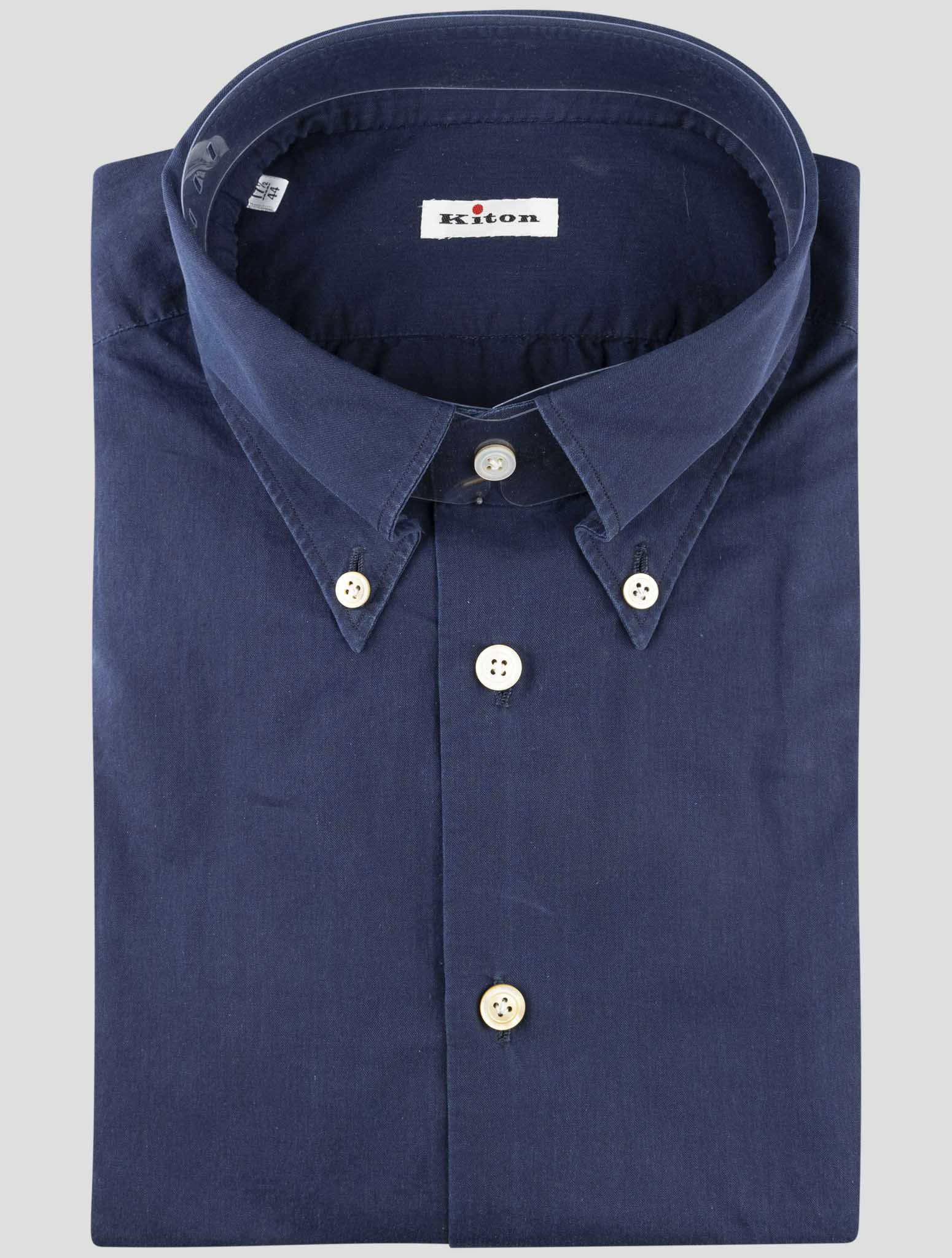 Kiton Blue Cotton Shirt