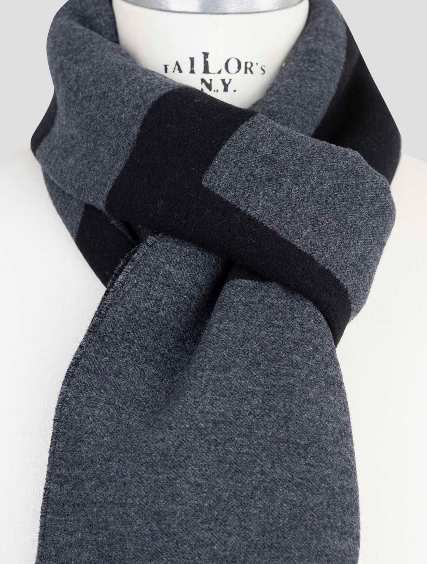 Kiton Black Wool Silk Cashmere Scarf