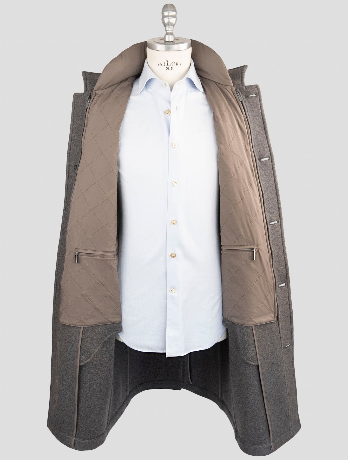 Kiton Dark Gray Cashmere Pa Overcoat