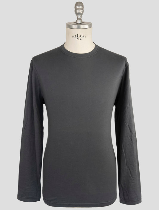 Kiton Gray Cotton Cashmere T-Shirt Long Sleeve