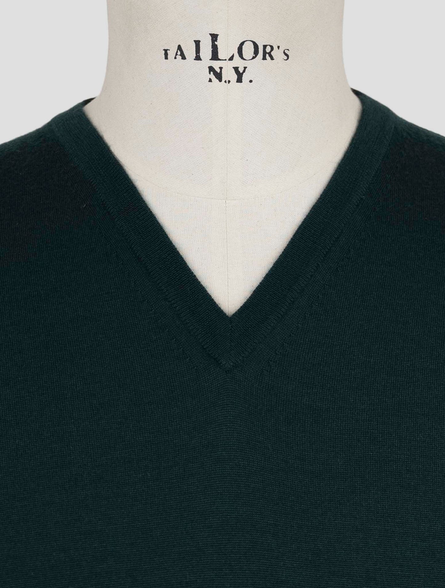 Kiton Green Cashmere Silk Sweater V-Neck
