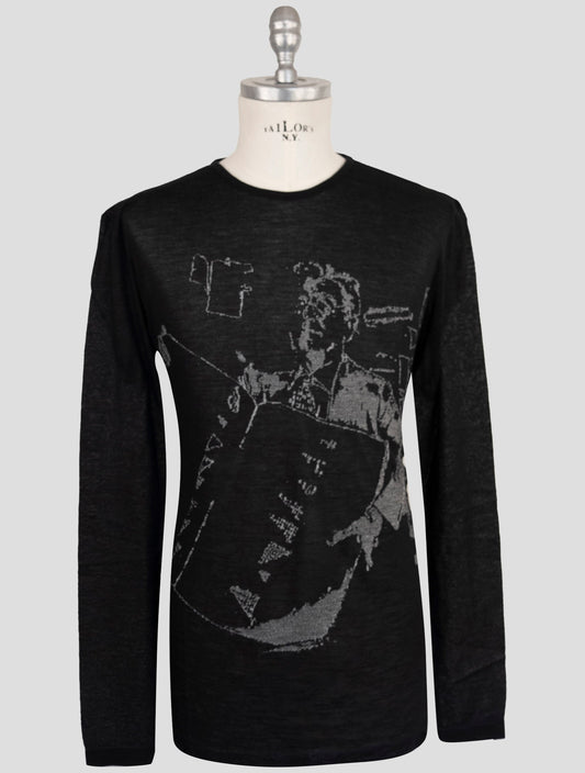 Kiton Knt Black Cashmere Silk Cotton Sweater Crewneck