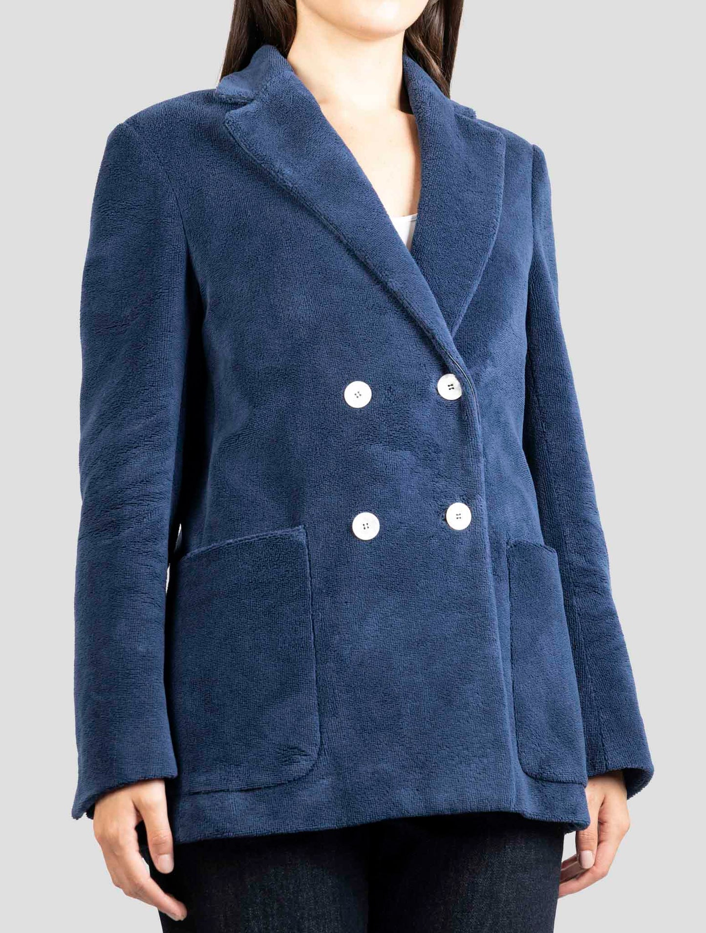 Kiton Blue Viscose Pl Cotton Blazer