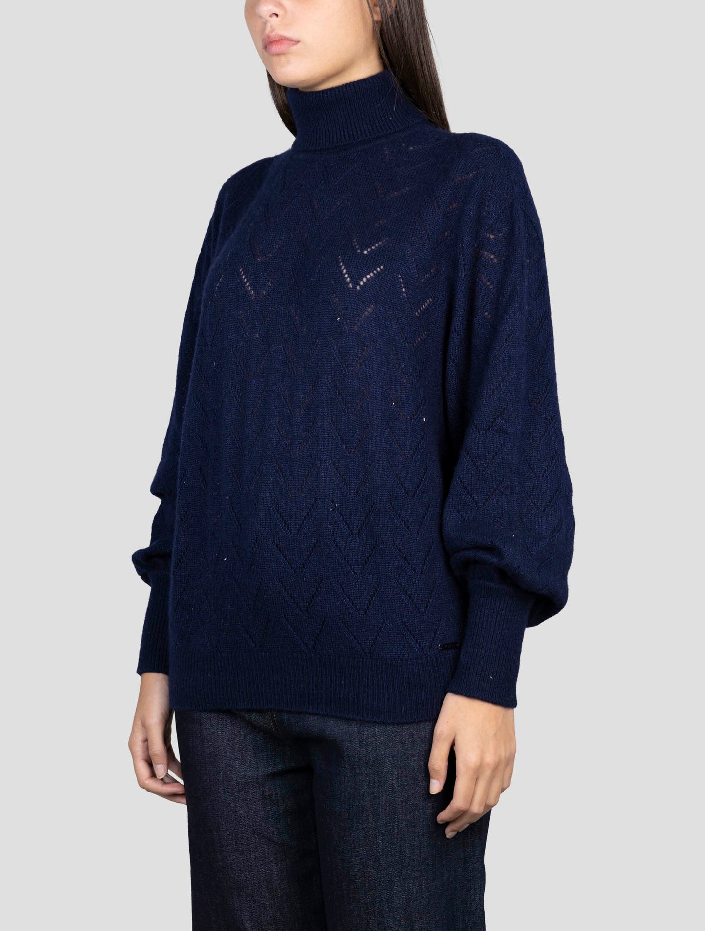 Kiton Blue Cashmere Silk Sweater Turtleneck