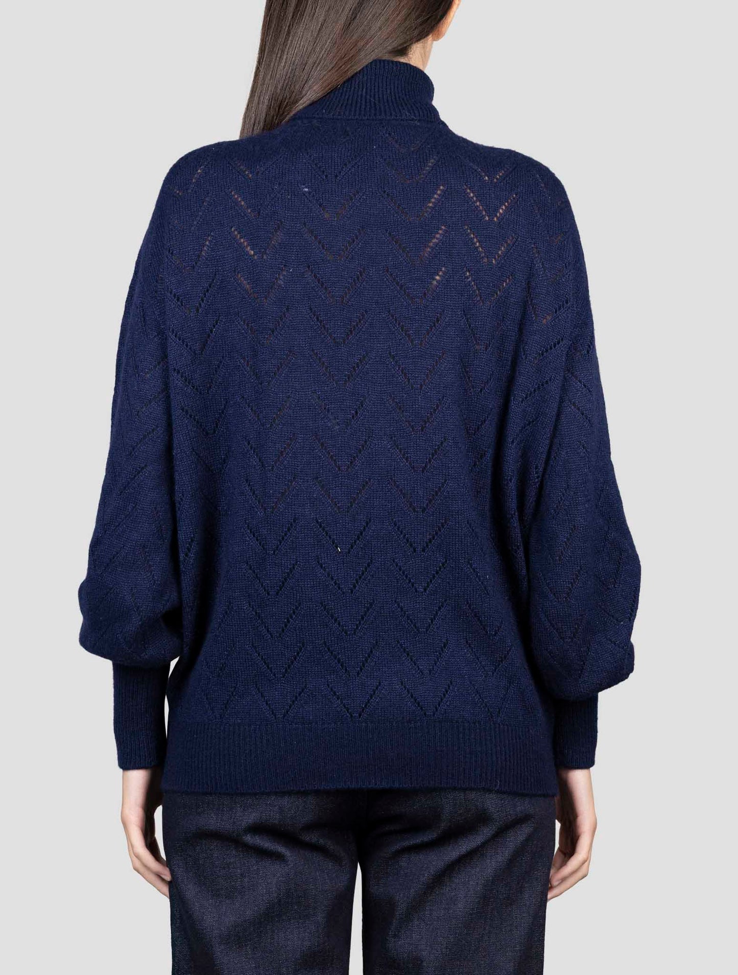 Kiton Blue Cashmere Silk Sweater Turtleneck