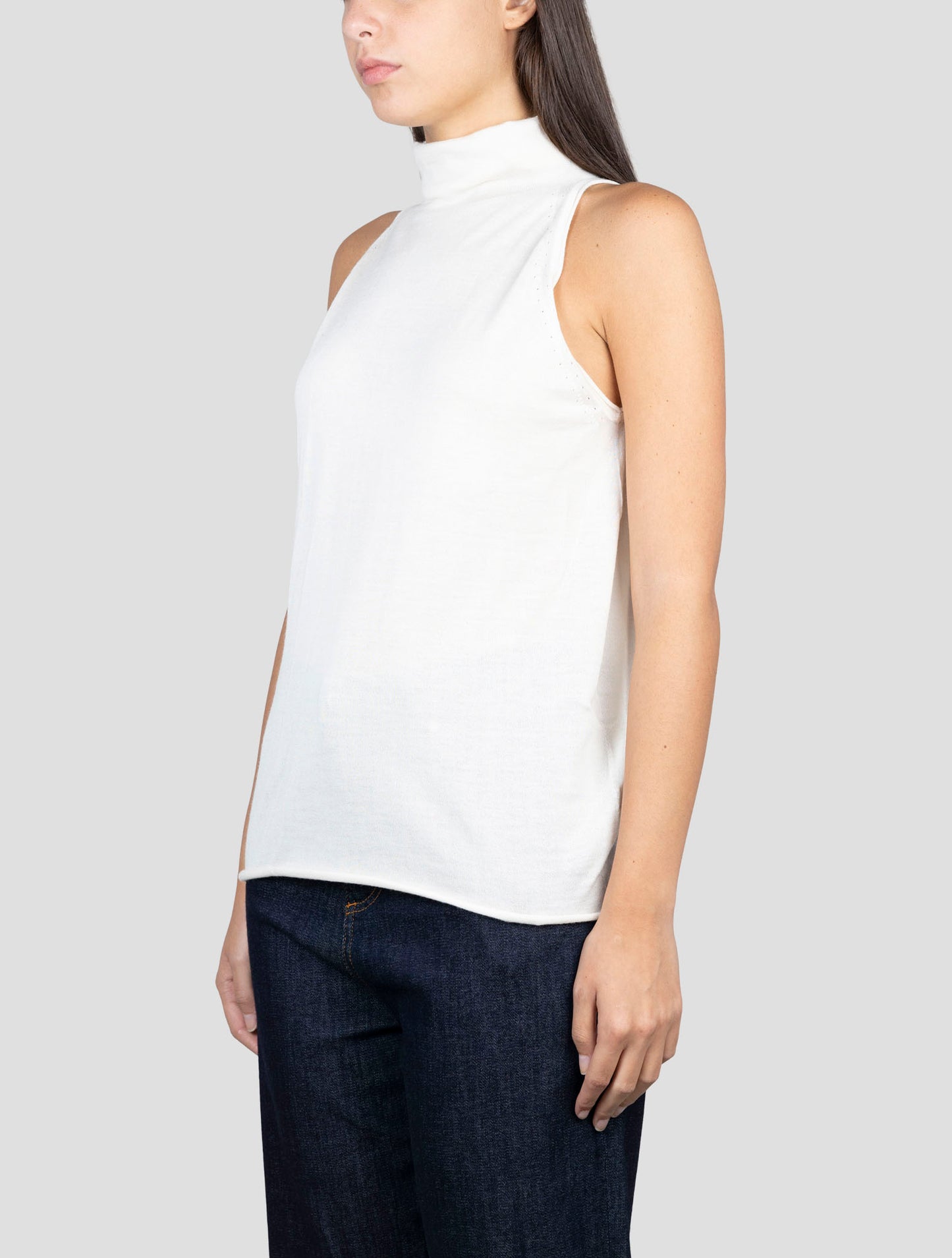 Kiton White Cashmere Silk Sweater Turtleneck