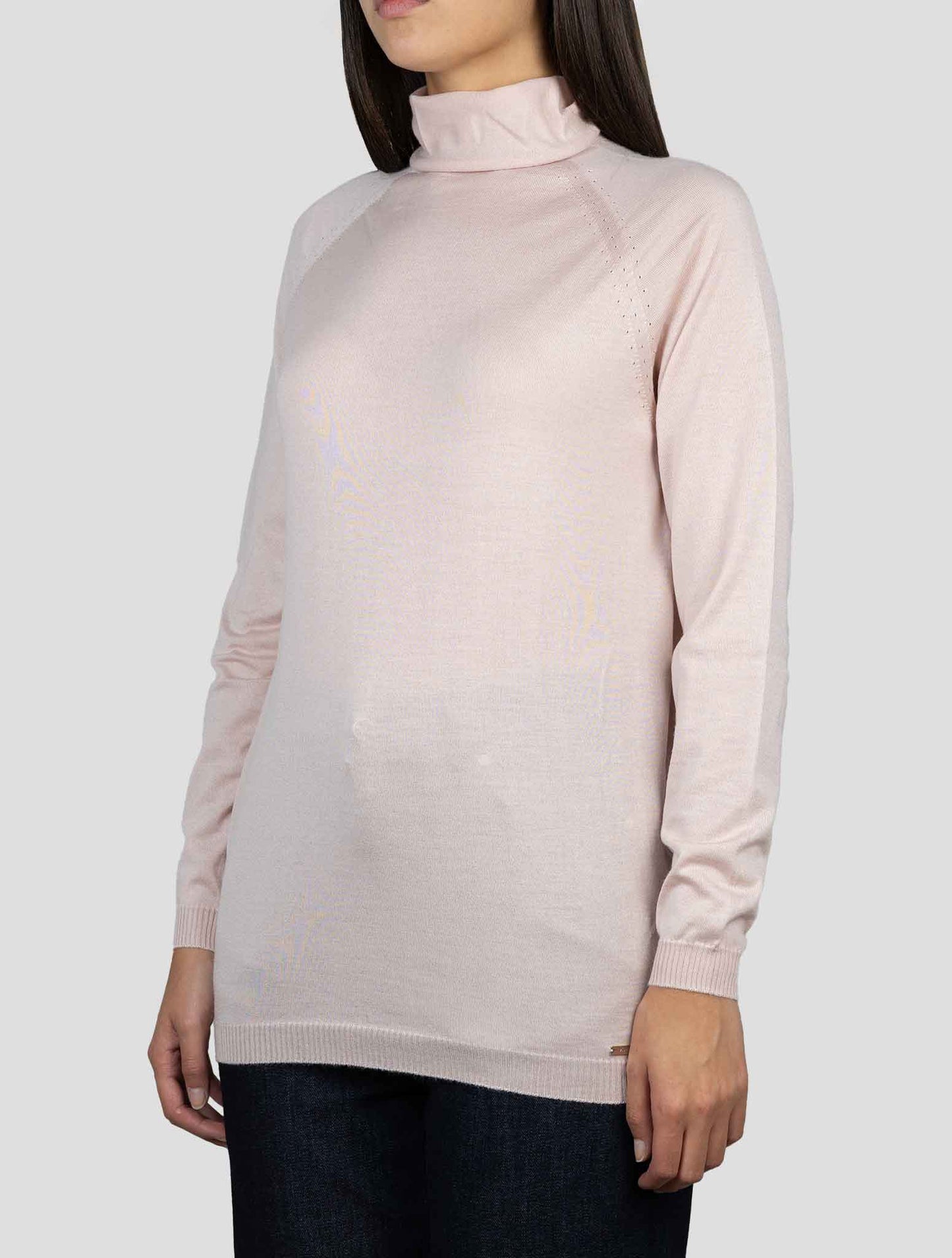 Kiton Pink Cashmere Silk Sweater Turtleneck