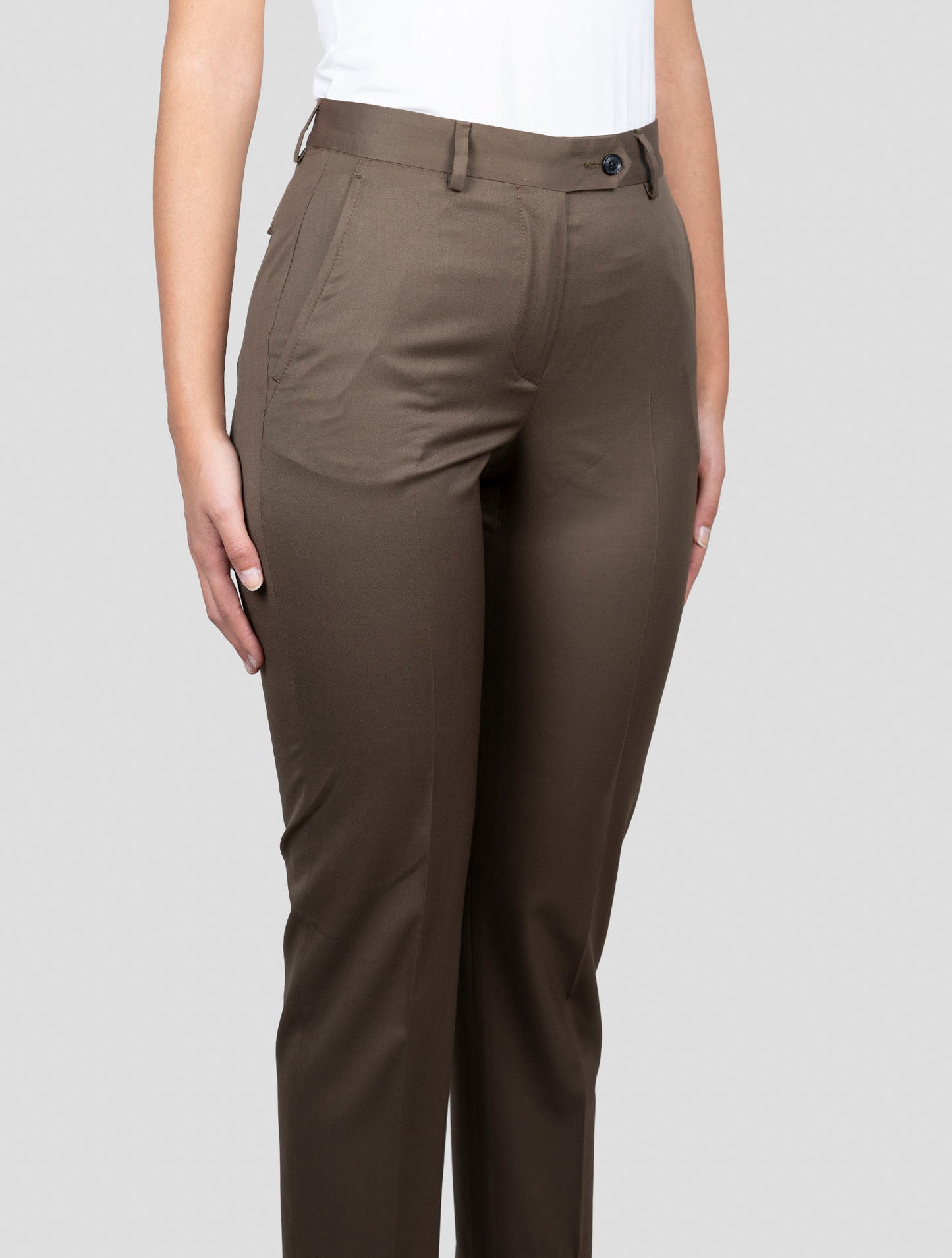 Kiton Green Wool Dress Pants