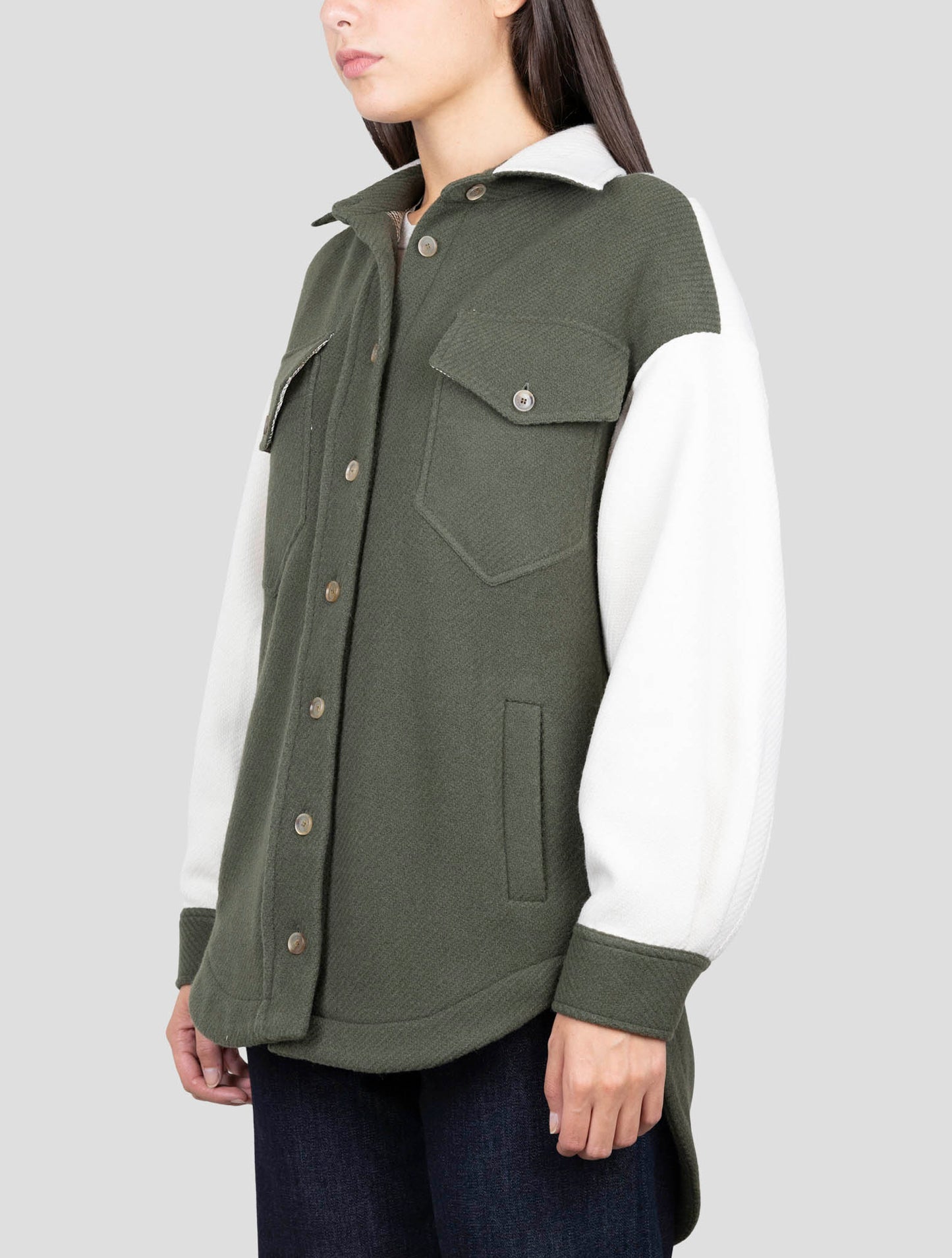 Kiton White Gray Wool Coat