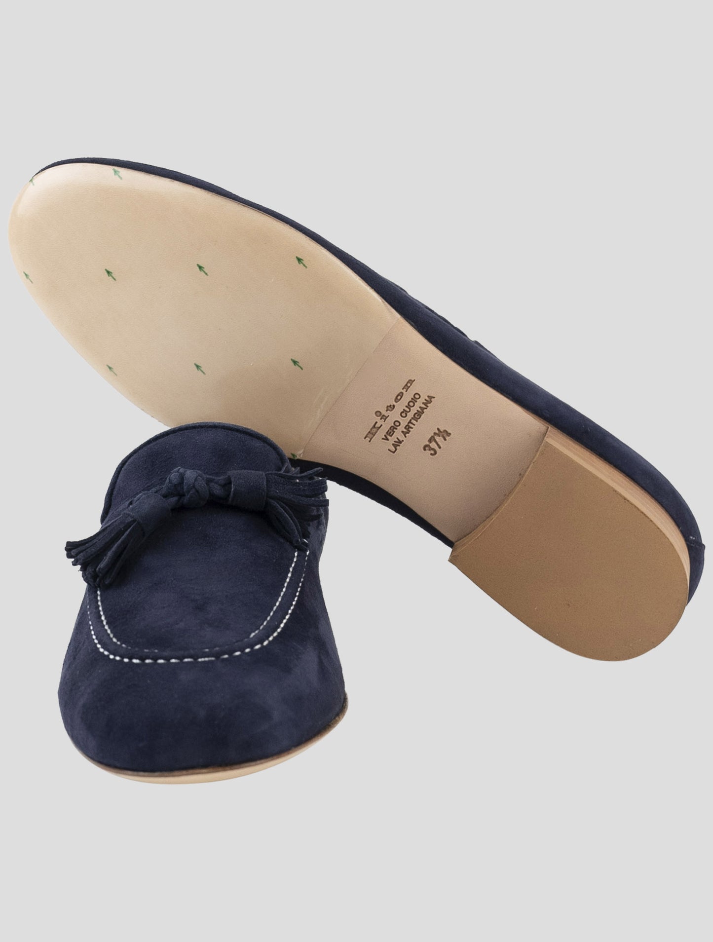 Kiton Blue Leather Suede Loafers