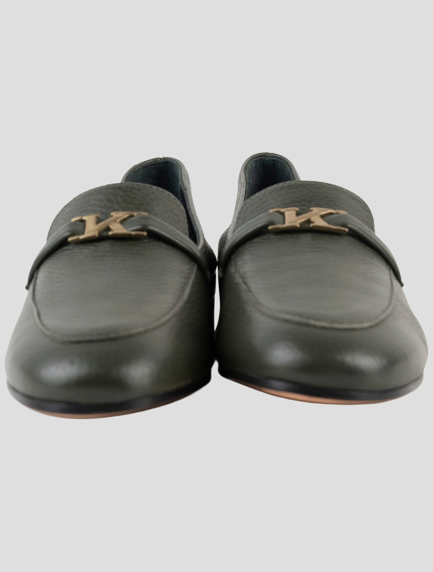 Kiton Green Leather Loafers