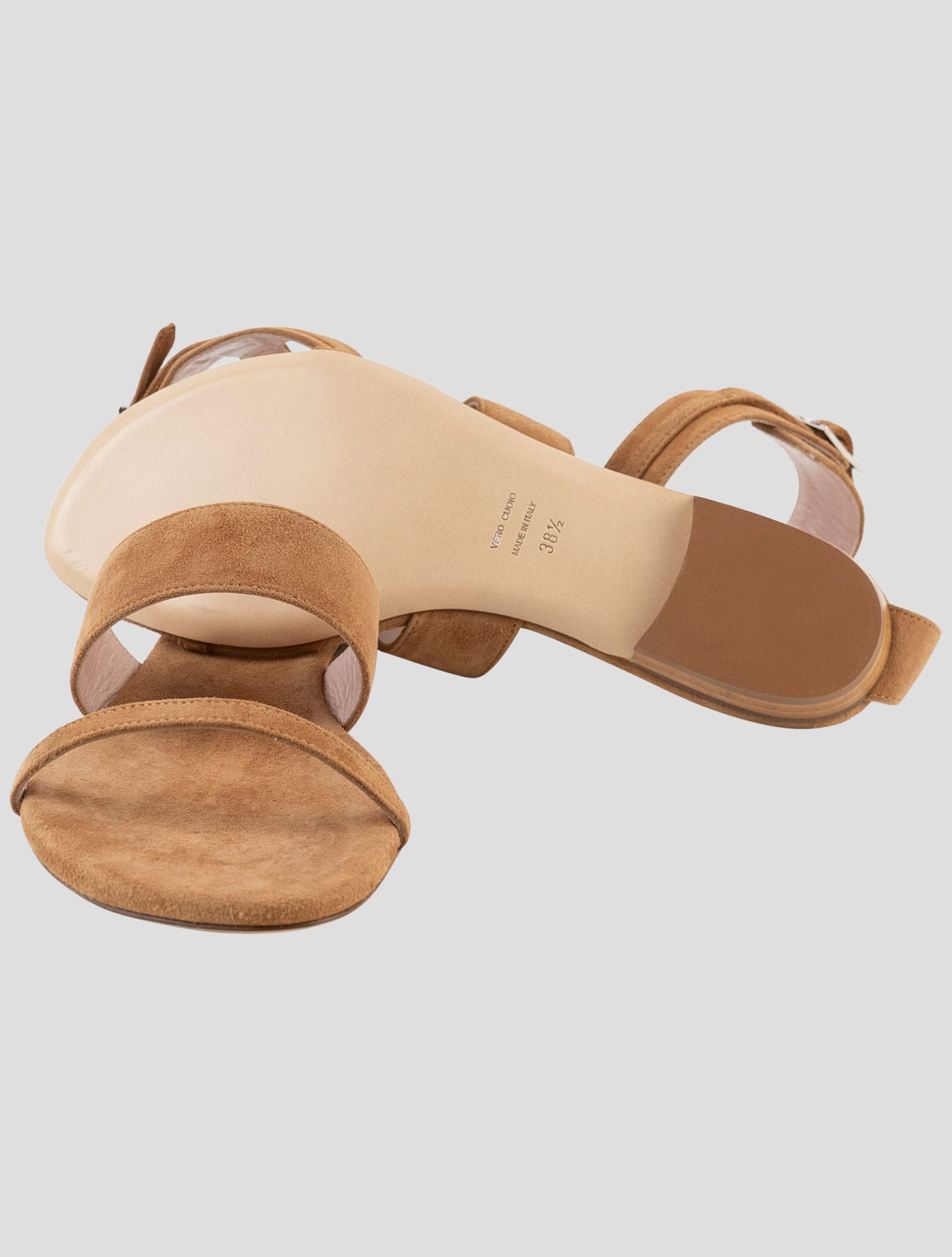 Kiton Brown Leather Suede Slingback