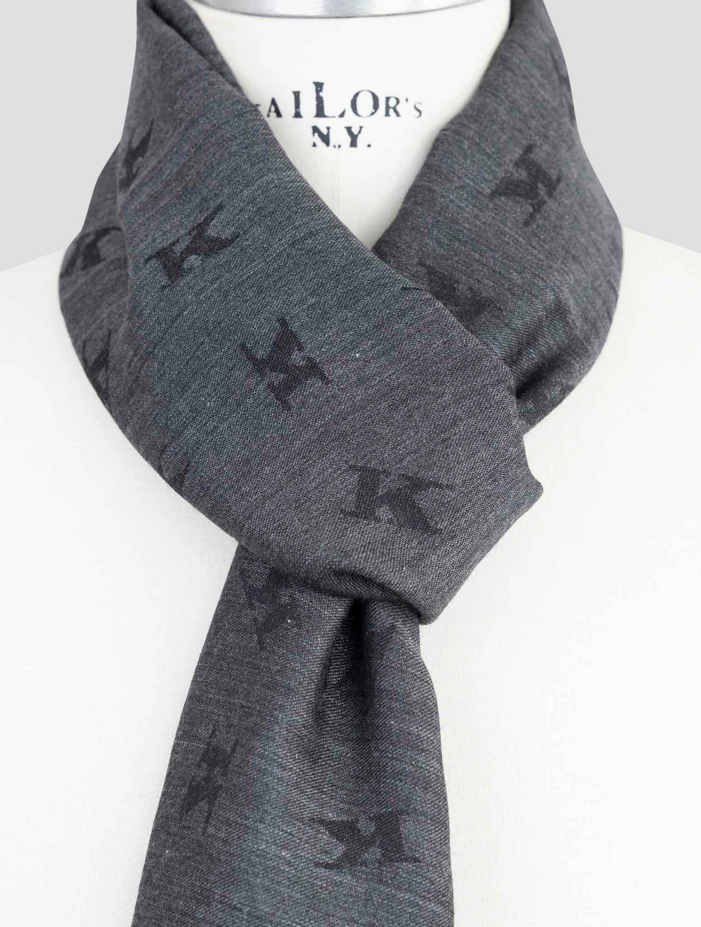 Kiton Gray Wool Silk Scarf