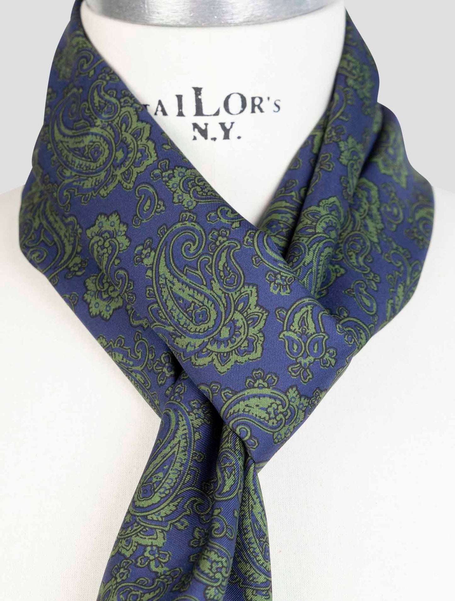 Kiton Blue Green Silk Scarf