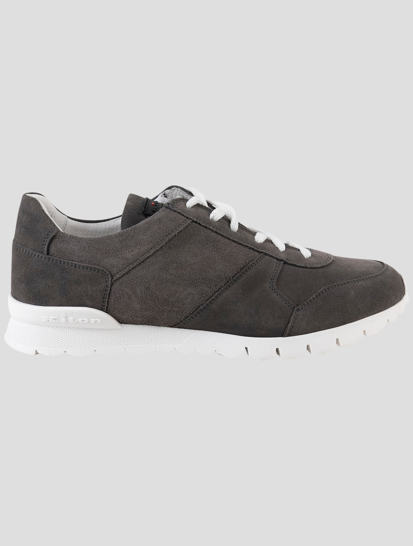 Kiton Gray Leather Suede Sneakers
