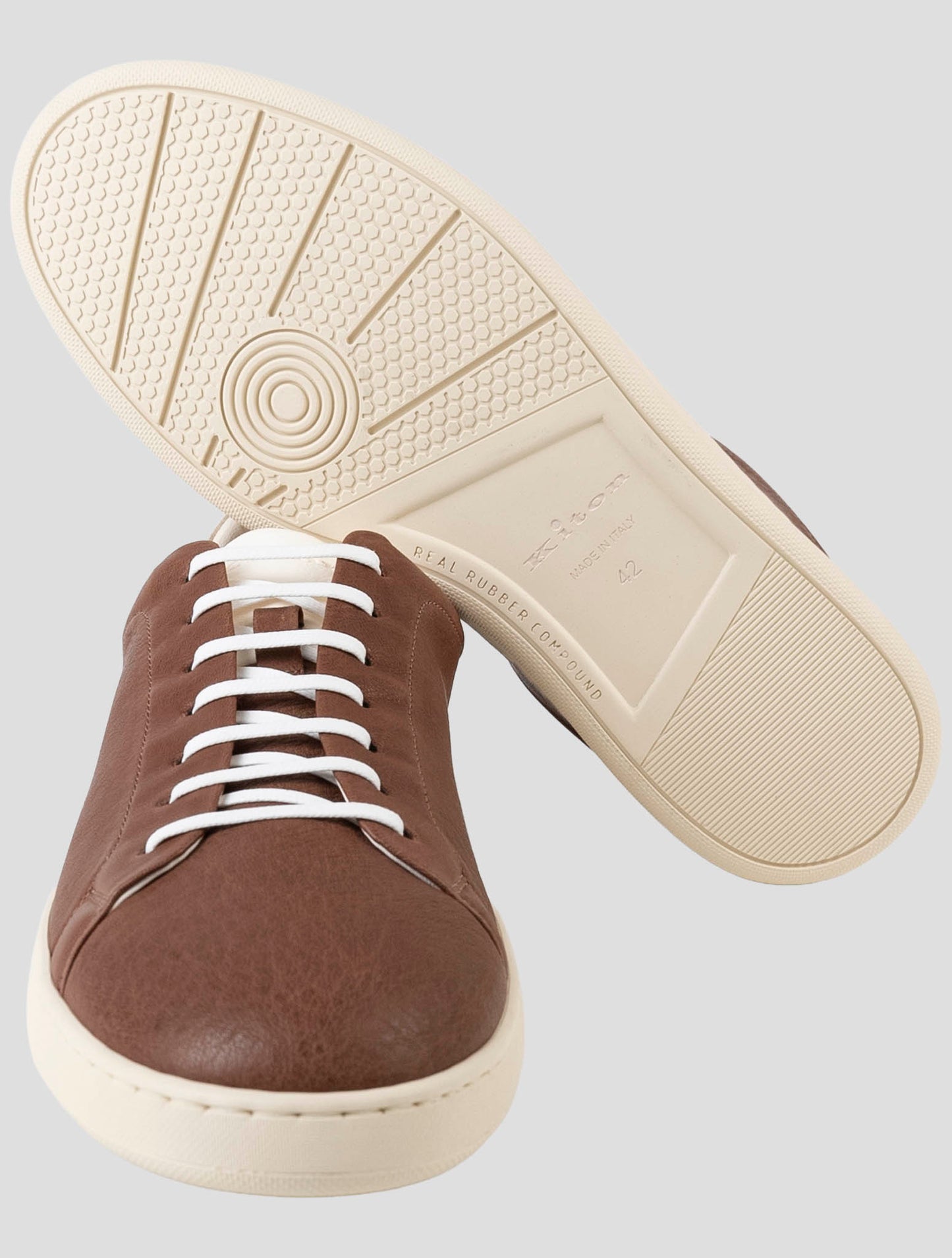 Kiton Brown Leather Sneakers