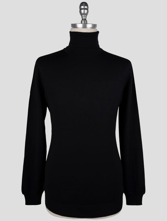 Kiton Black Cashmere Silk Sweater Turtleneck