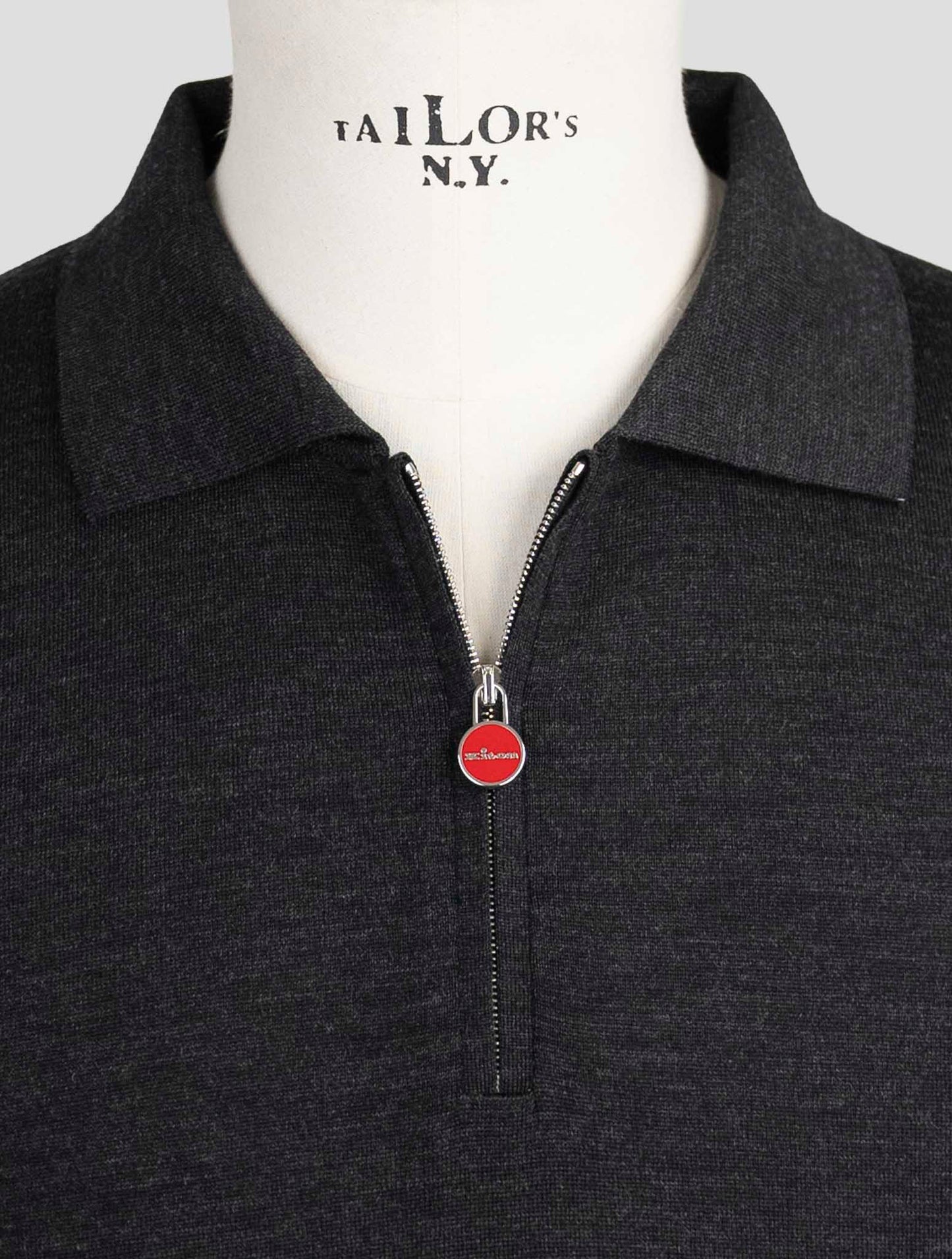 Kiton Dark Gray Wool Sweater Polo
