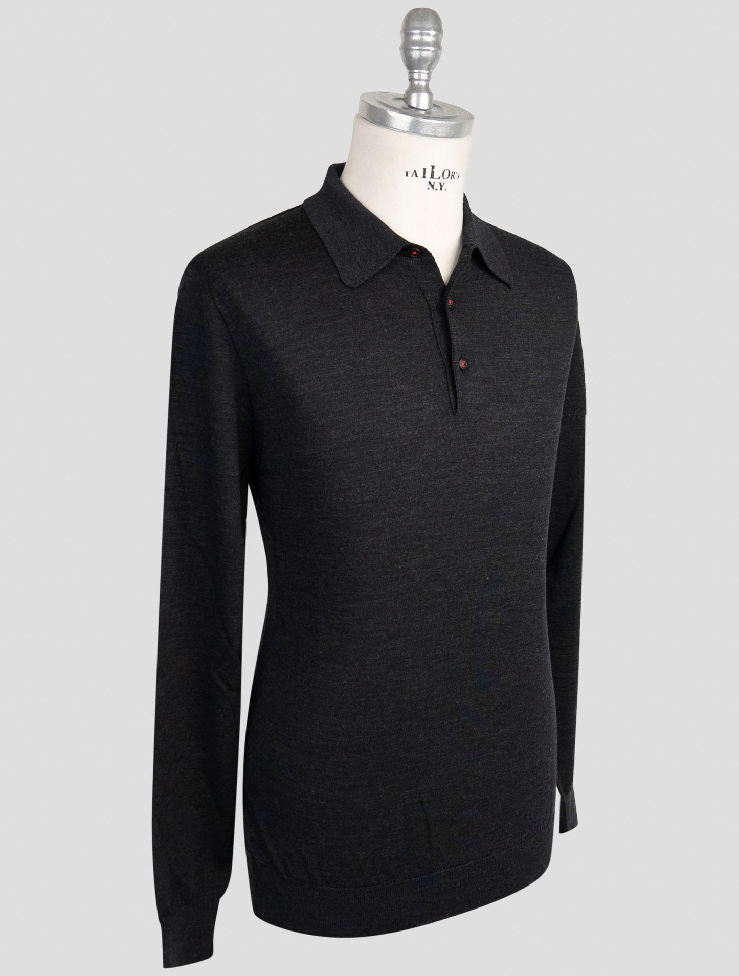 Kiton Dark Gray Wool Sweater Polo