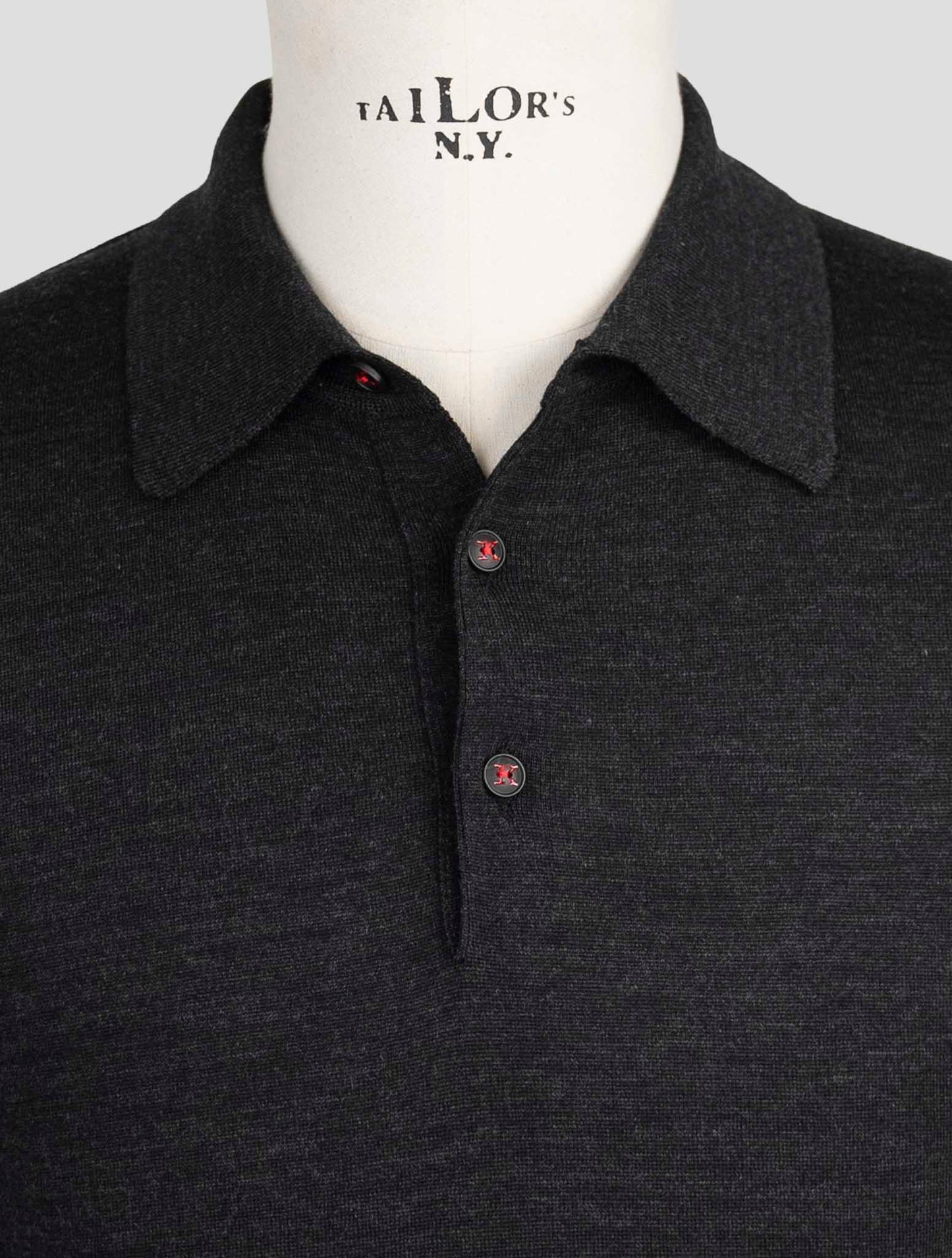 Kiton Dark Gray Wool Sweater Polo