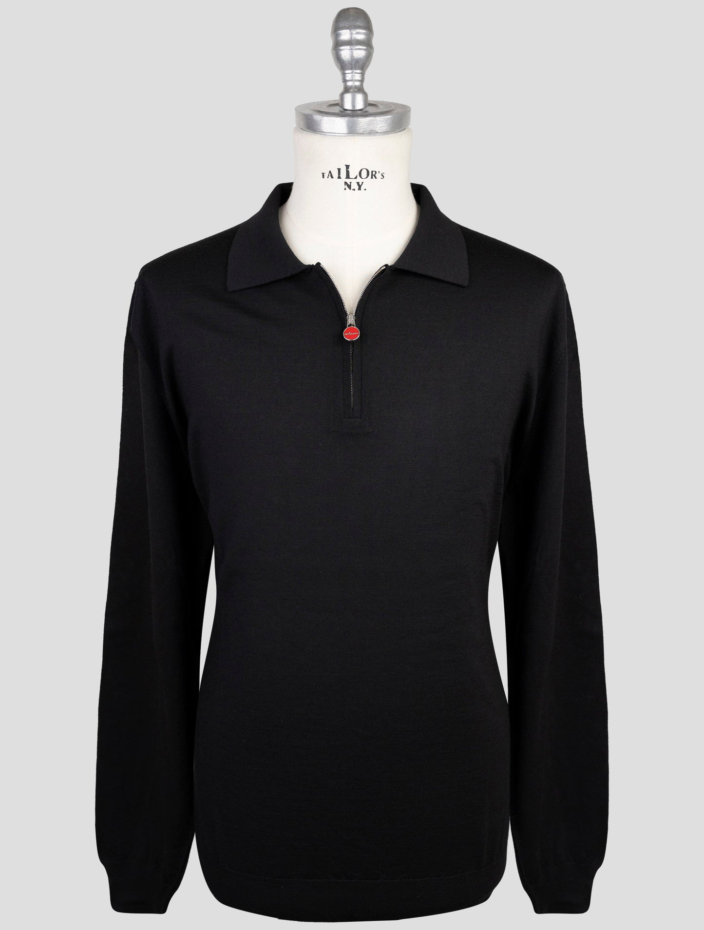 Kiton Black Wool Sweater Polo