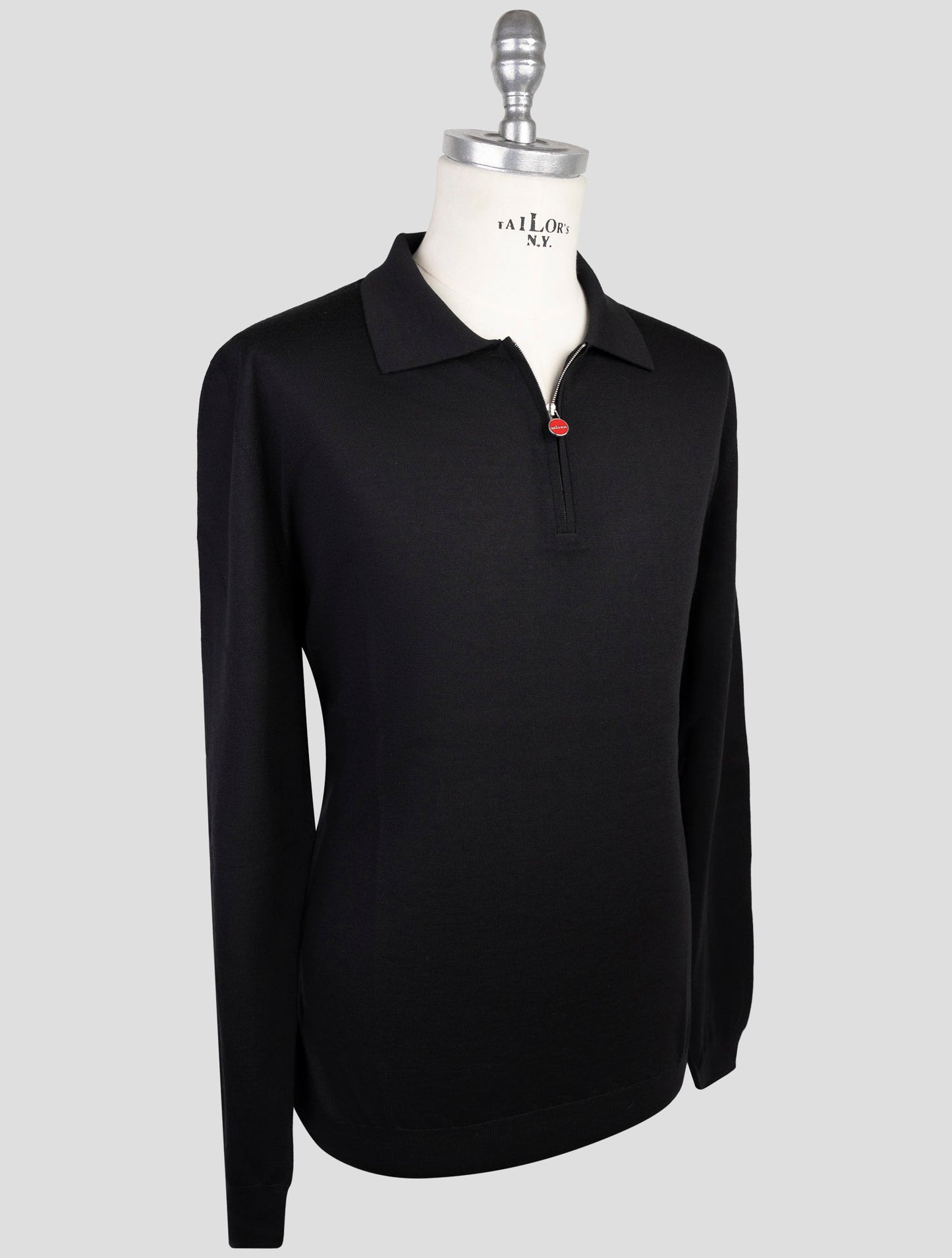 Kiton Black Wool Sweater Polo