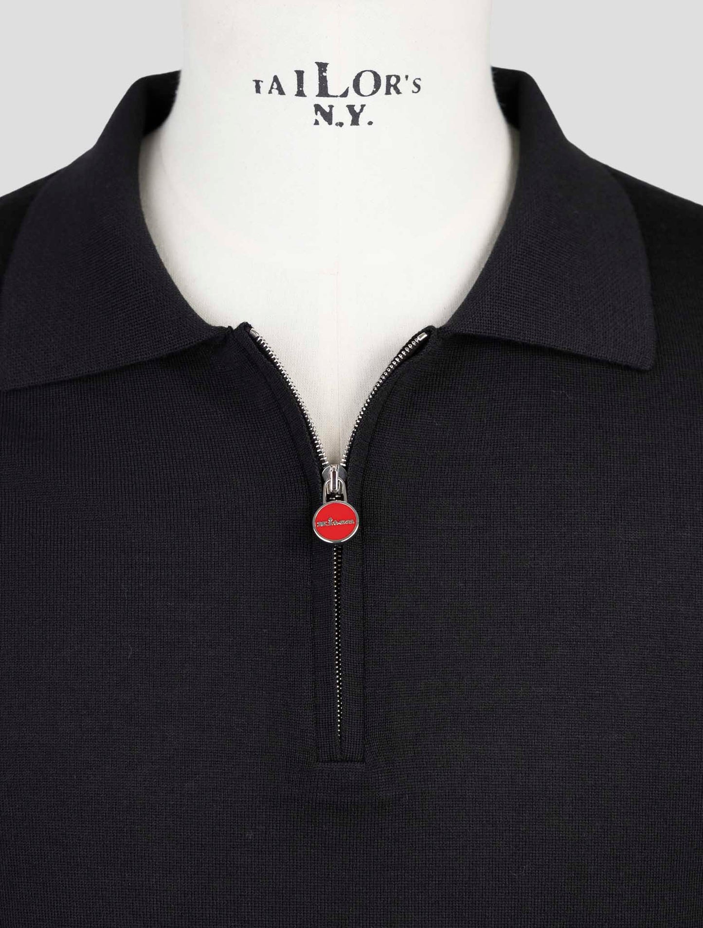 Kiton Black Wool Sweater Polo