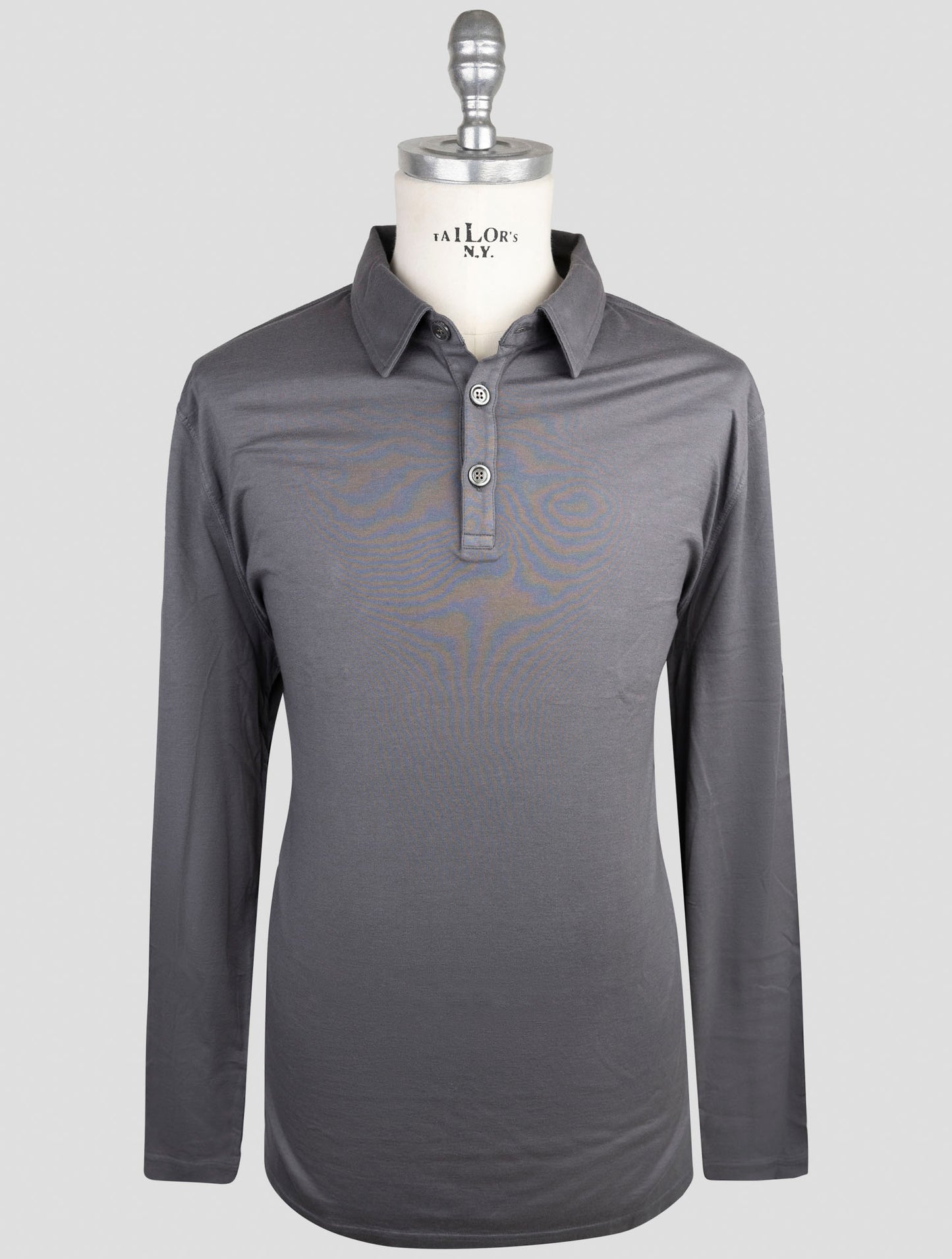 Kiton Gray Cotton Cashmere Sweater Polo