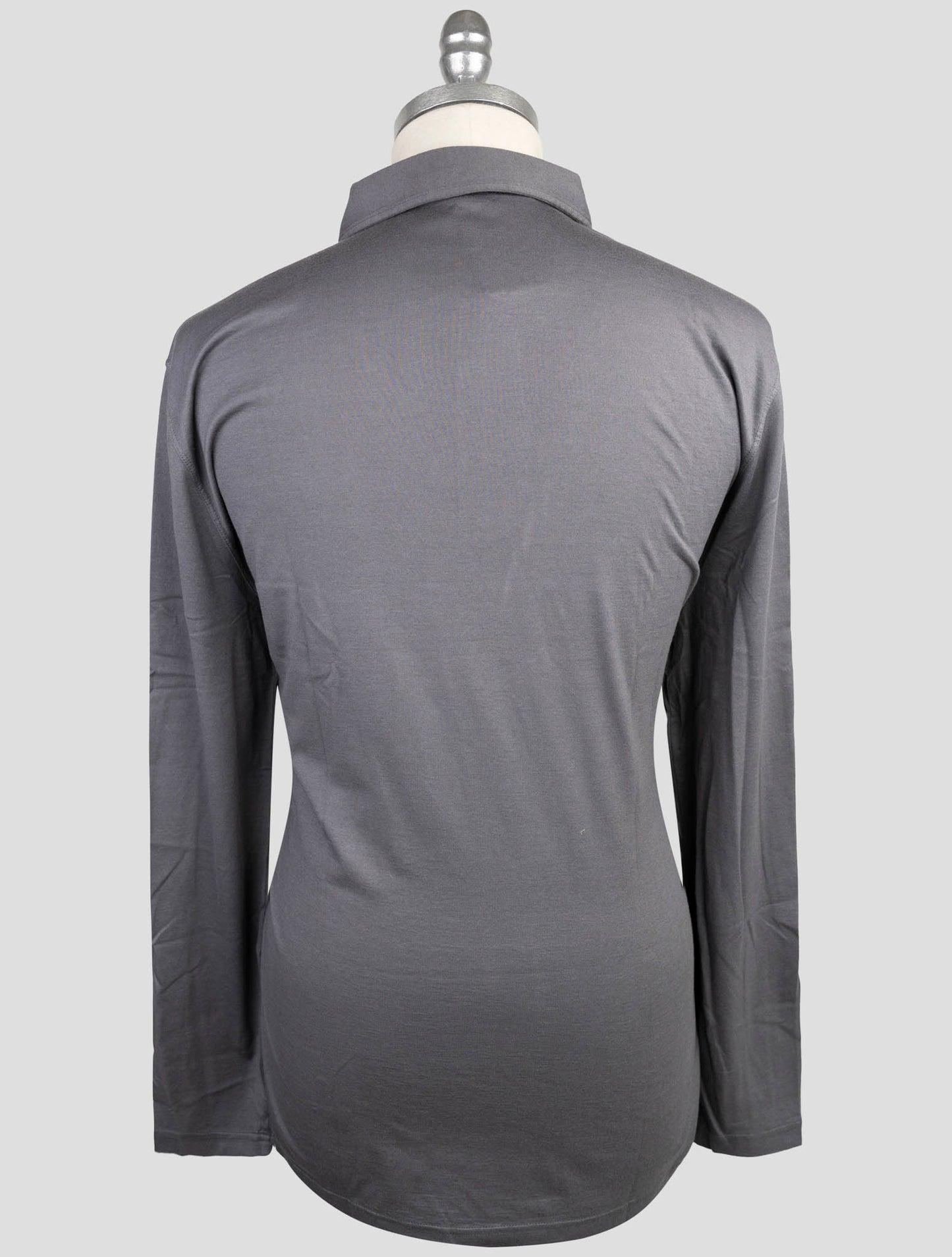 Kiton Gray Cotton Cashmere Sweater Polo