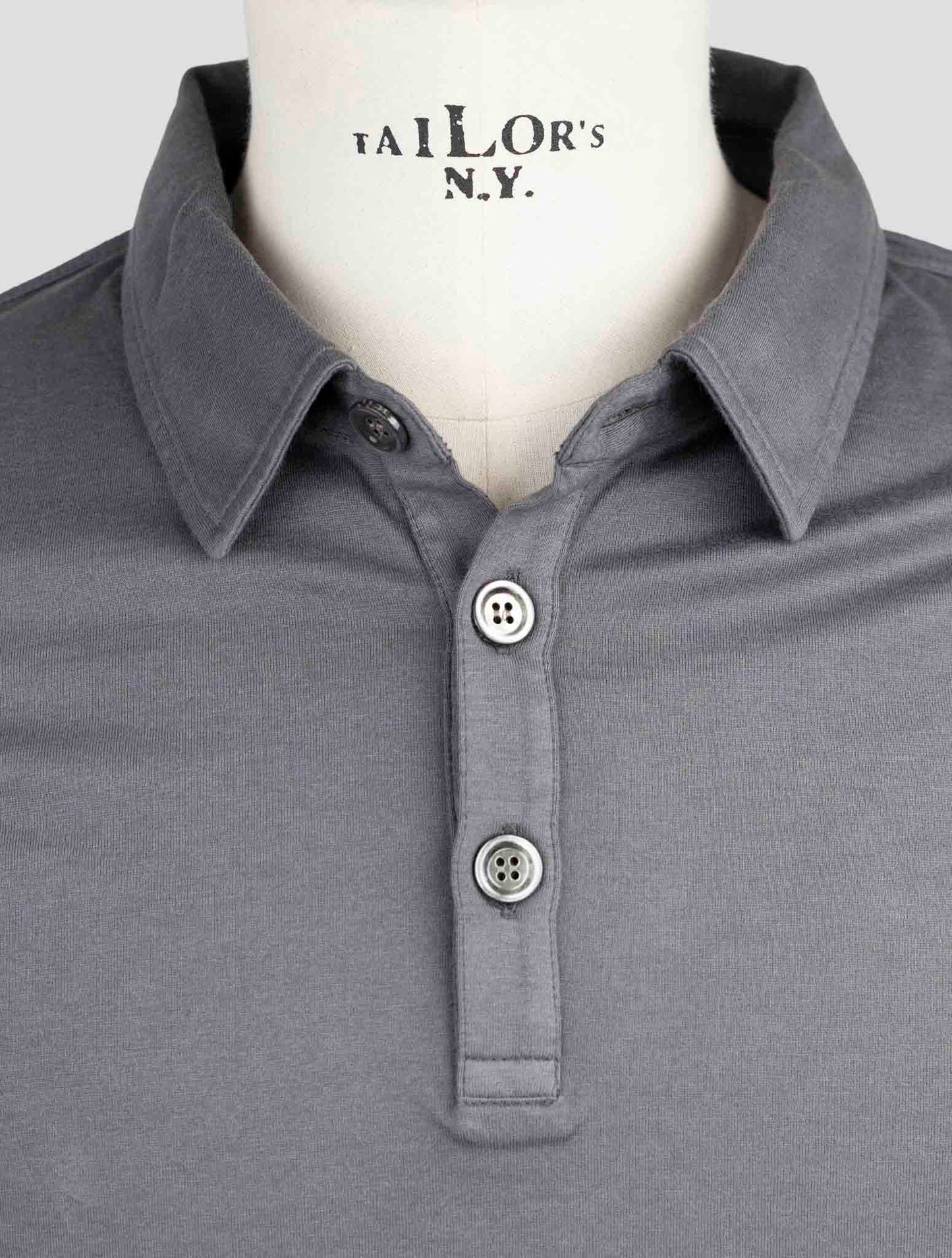 Kiton Gray Cotton Cashmere Sweater Polo