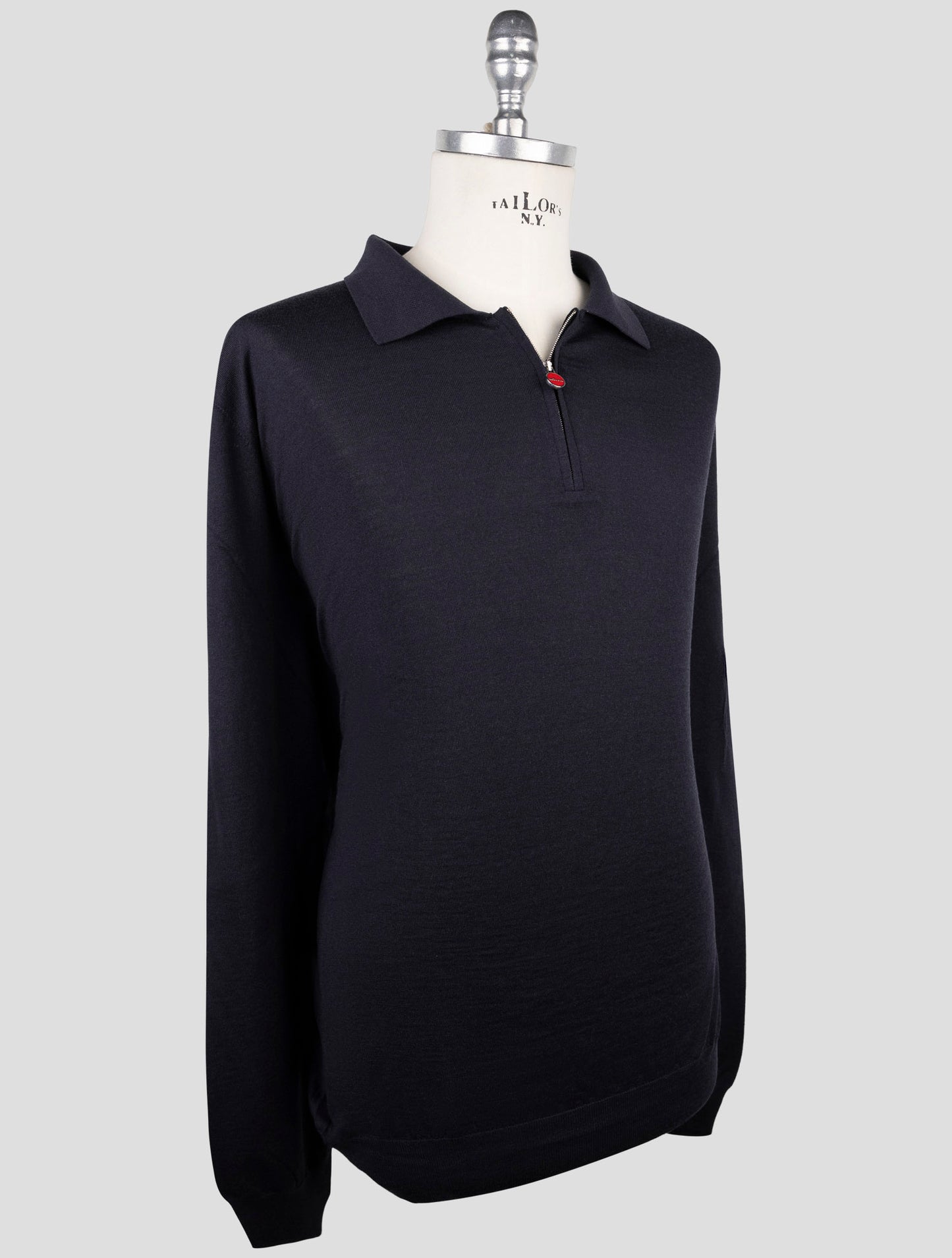 Kiton Dark Blue Wool Sweater Polo