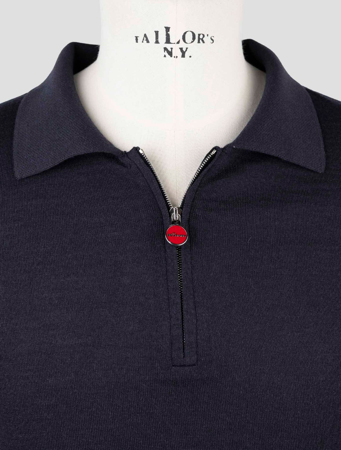 Kiton Dark Blue Wool Sweater Polo