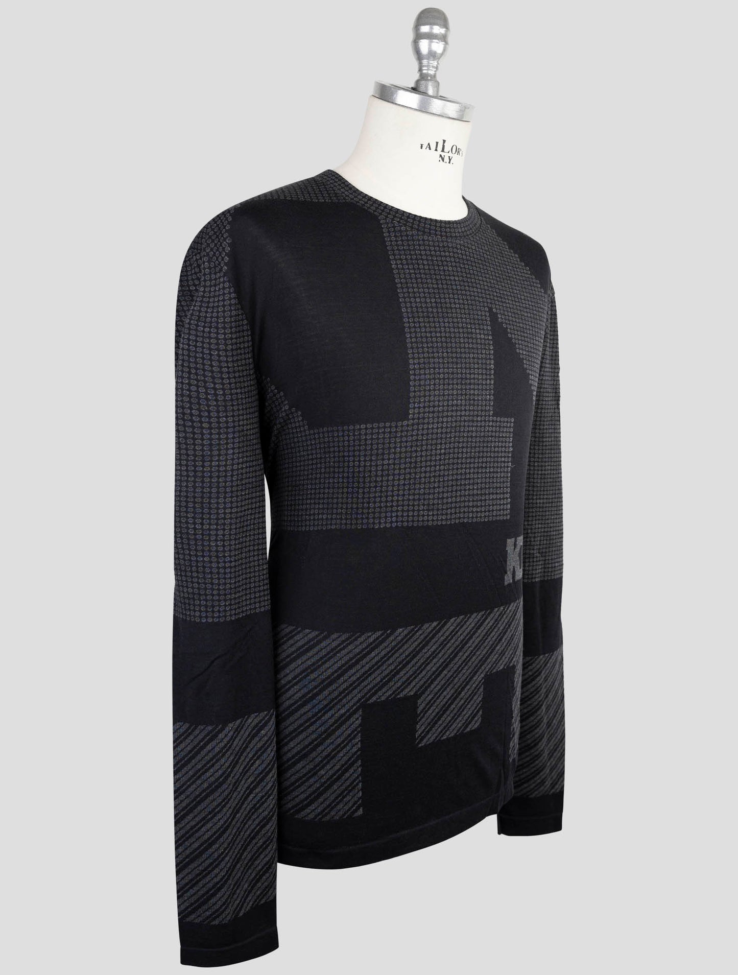 Kiton Knt Black Cotton Sweater Crewneck