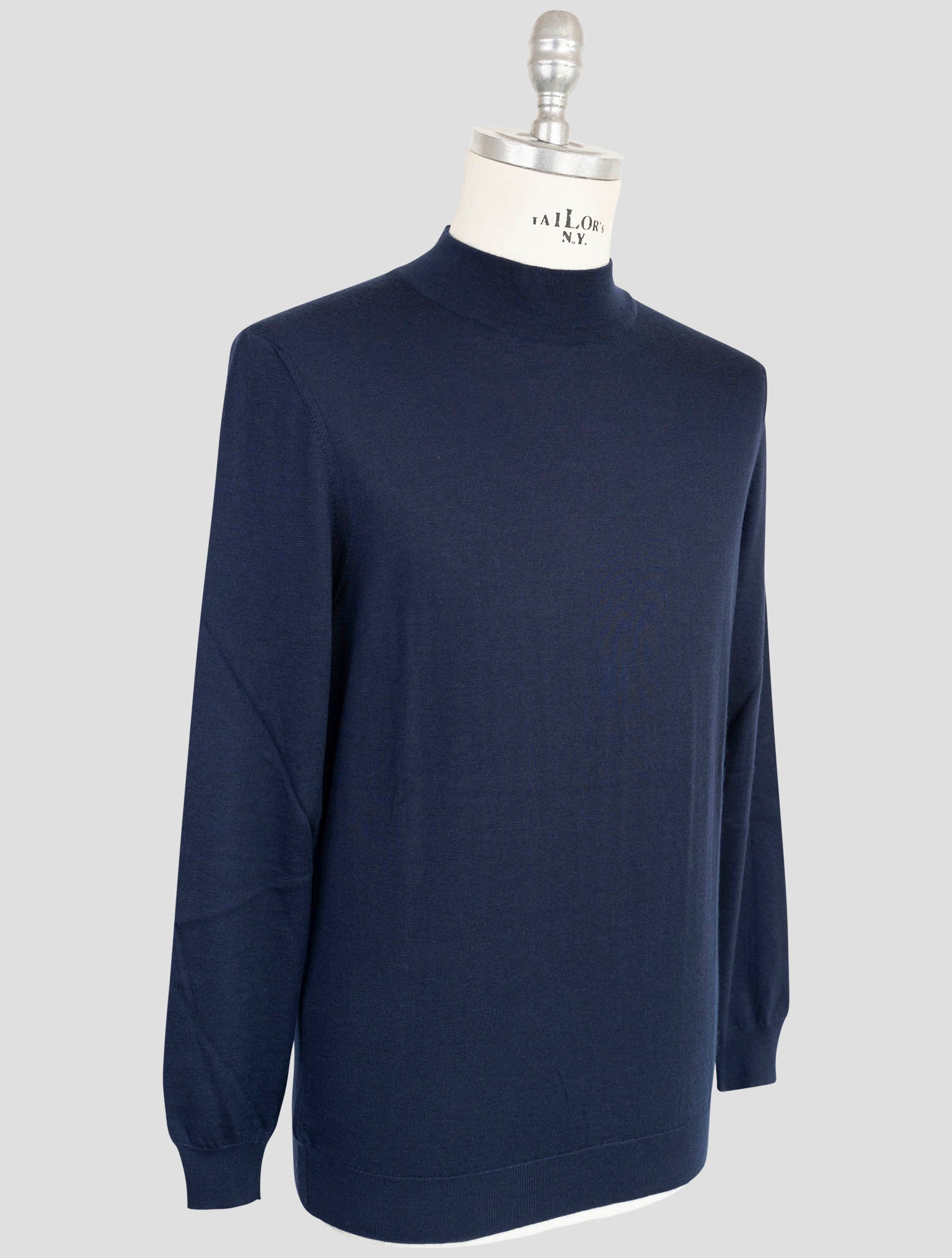 Kiton Blue Cashmere Silk Sweater Half Neck