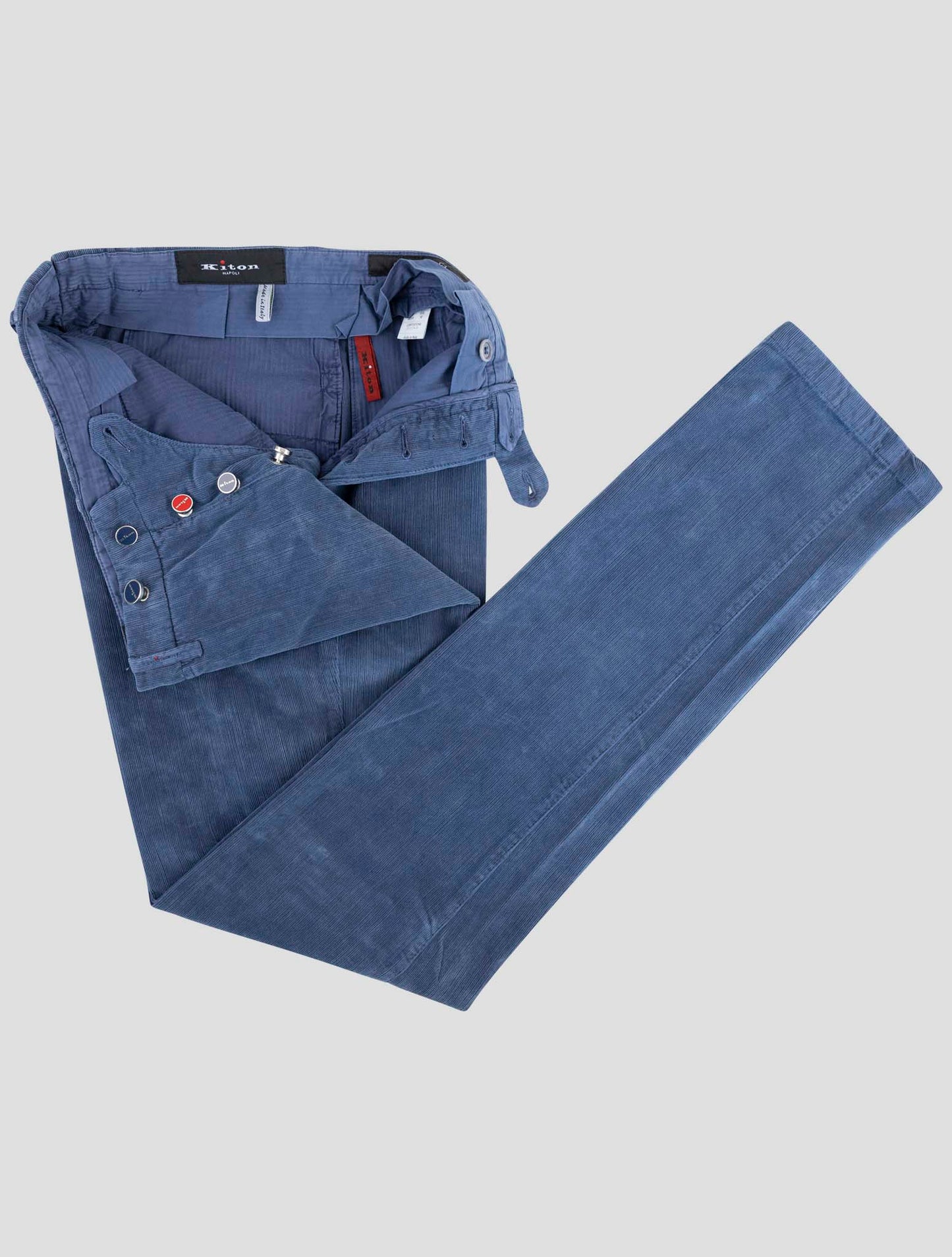 Kiton Blue Cotton Ea Velvet Pants