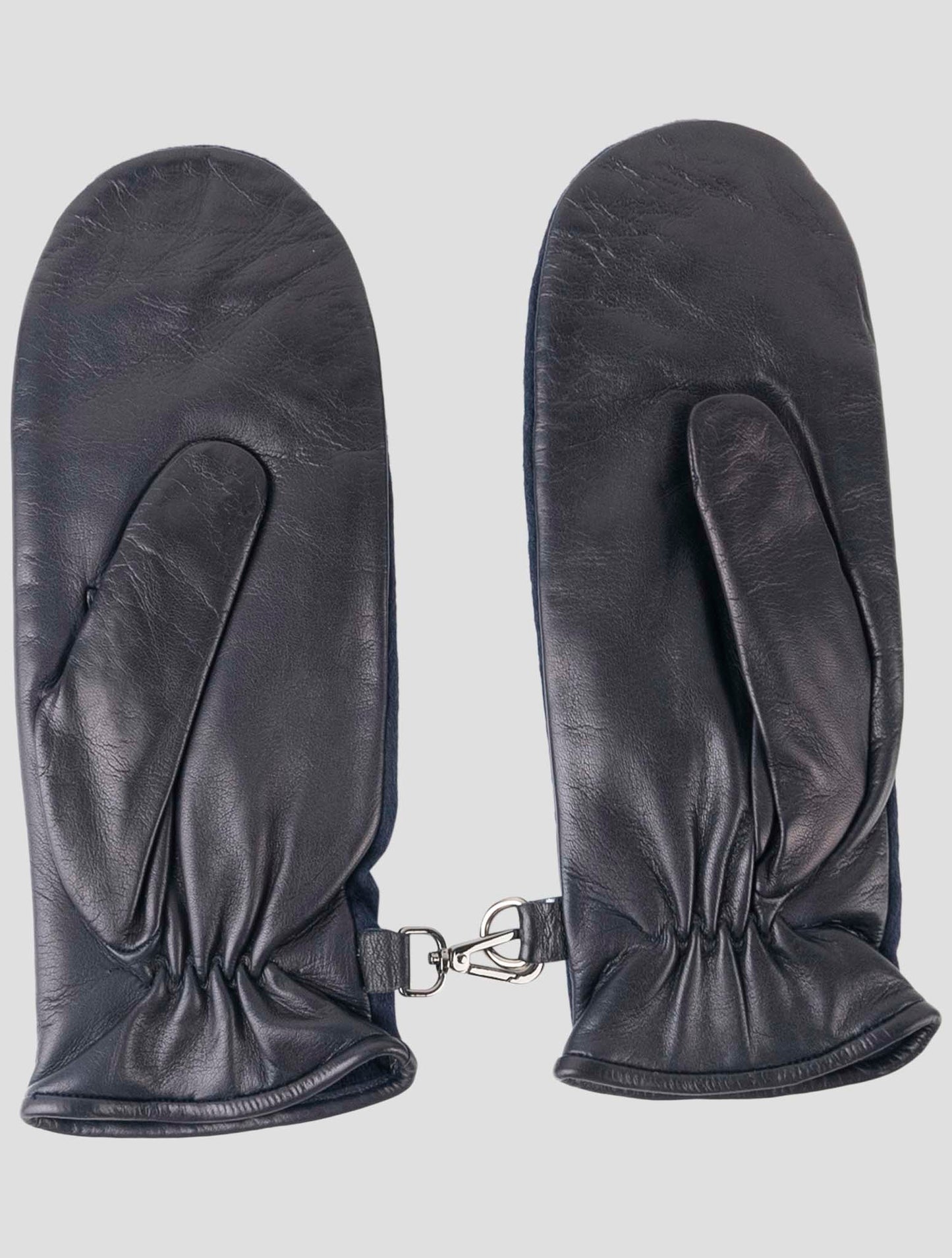 Kiton Blue Cashmere Ea Leather Gloves