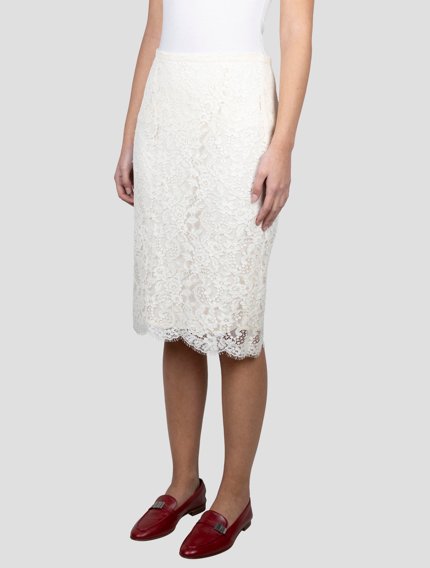 Kiton White Cotton Viscose Pa Skirt