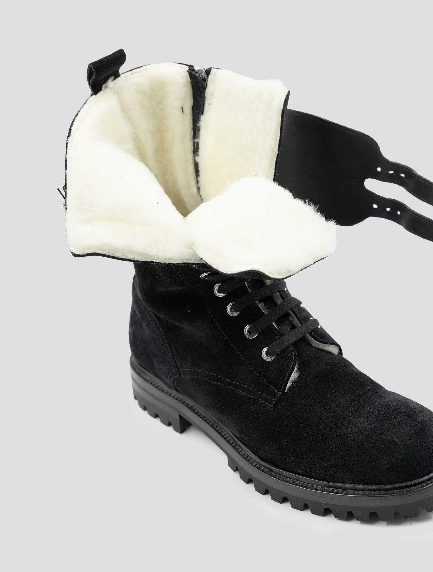 Kiton Black Leather Suede With Fur Boots