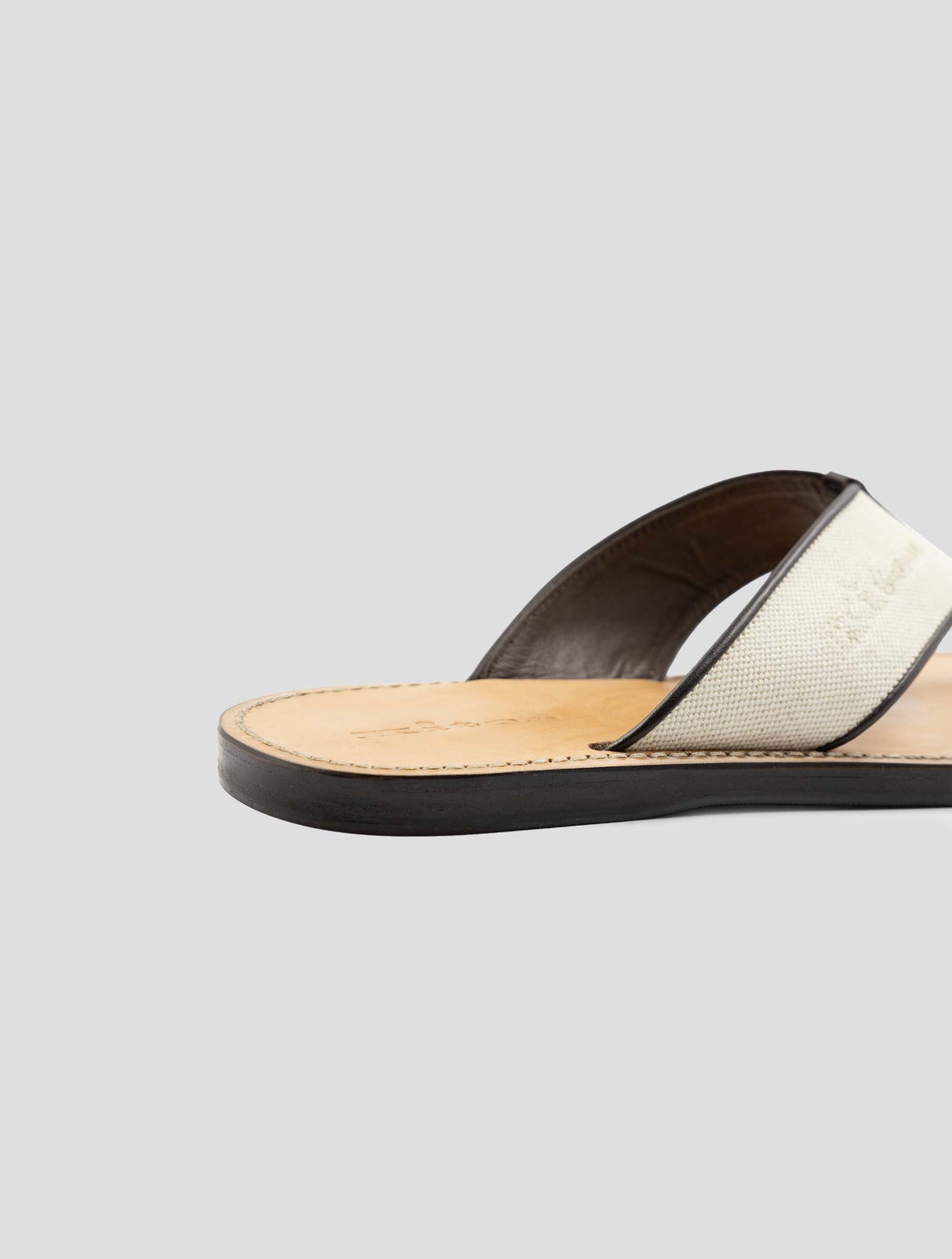 Kiton Brown White Leather Cotton Slippers