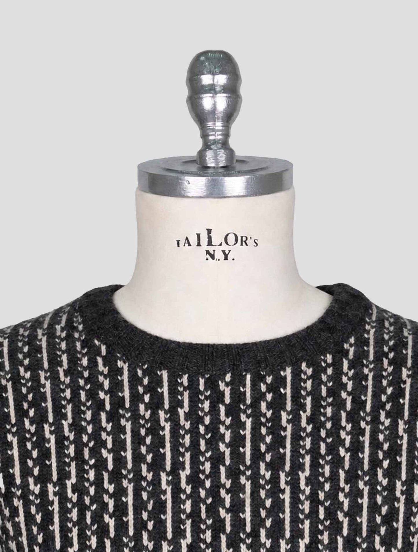 Kiton Gray White Cashmere Sweater Crewneck