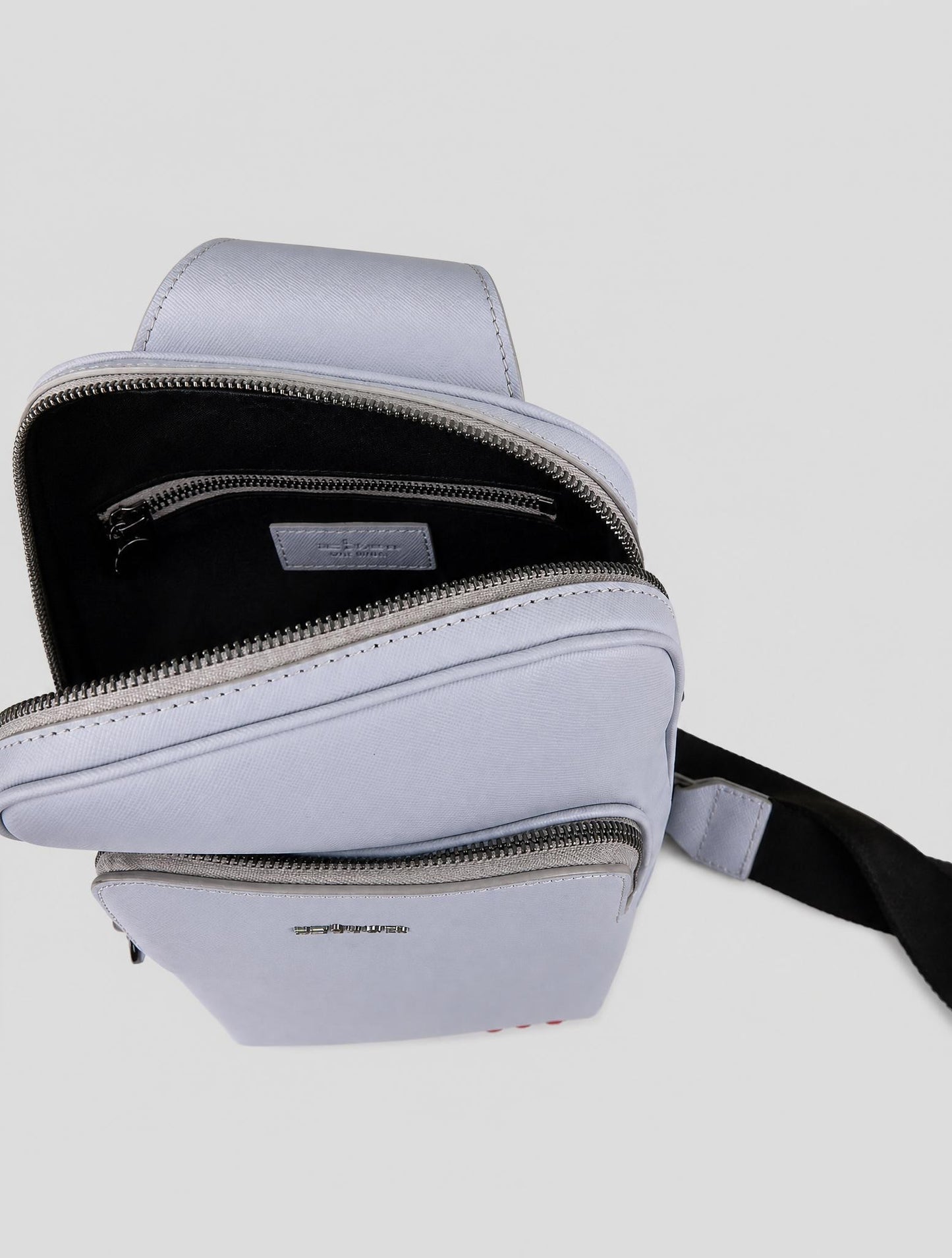 Kiton Gray Leather Purse Bag