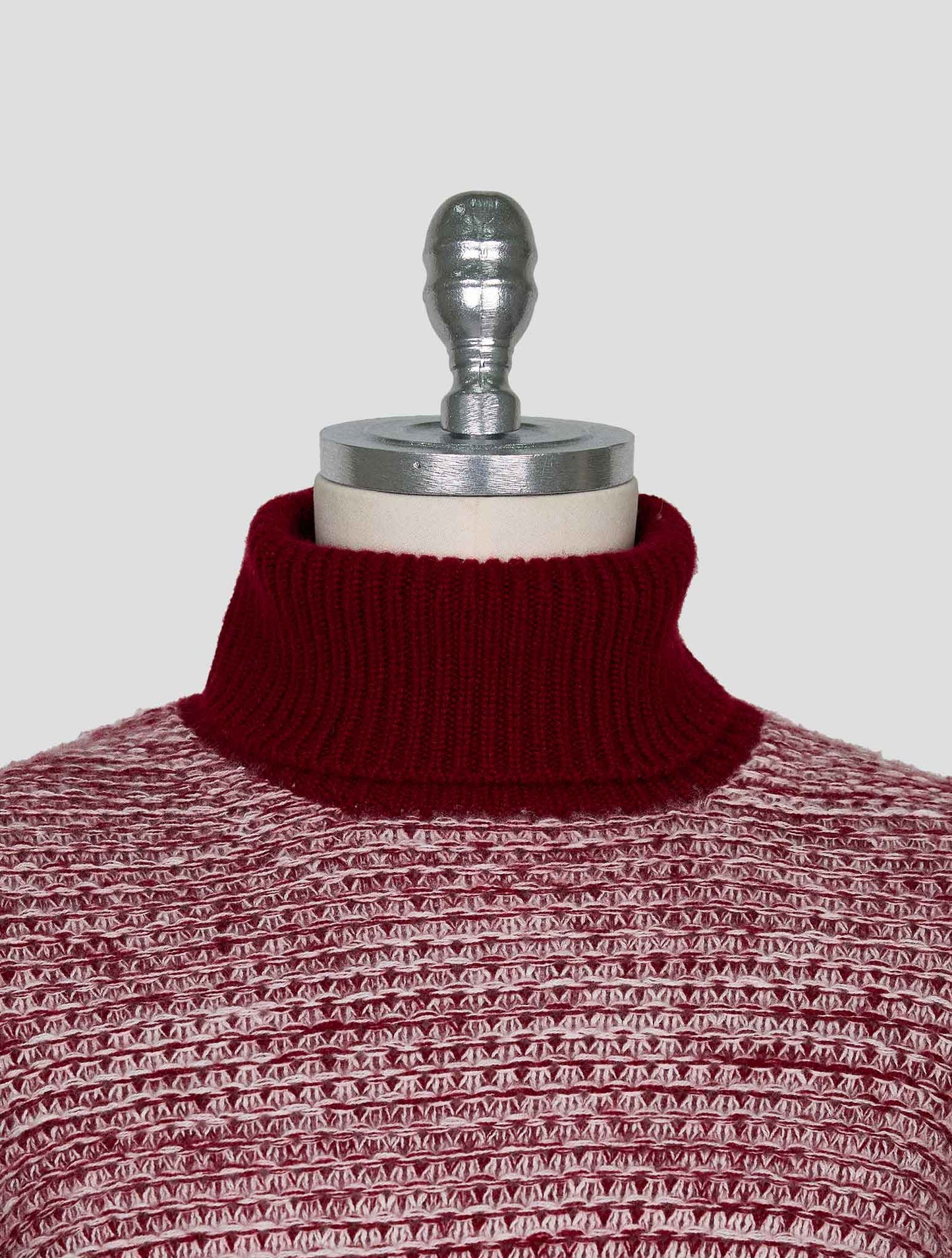 Kiton Burgundy White Cashmere Sweater Turtleneck