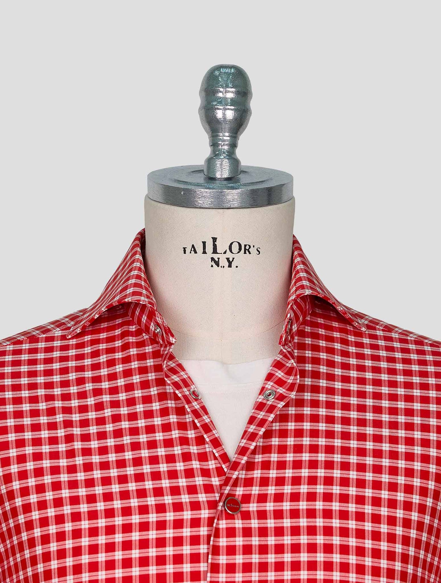Kiton Red White Cotton Shirt