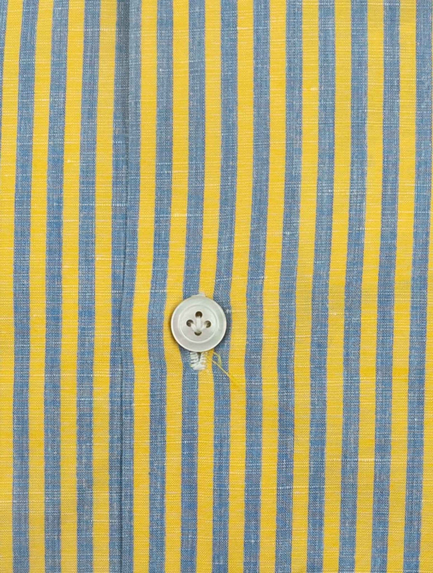 Kiton Yellow Light Blue Cotton Linen Shirt