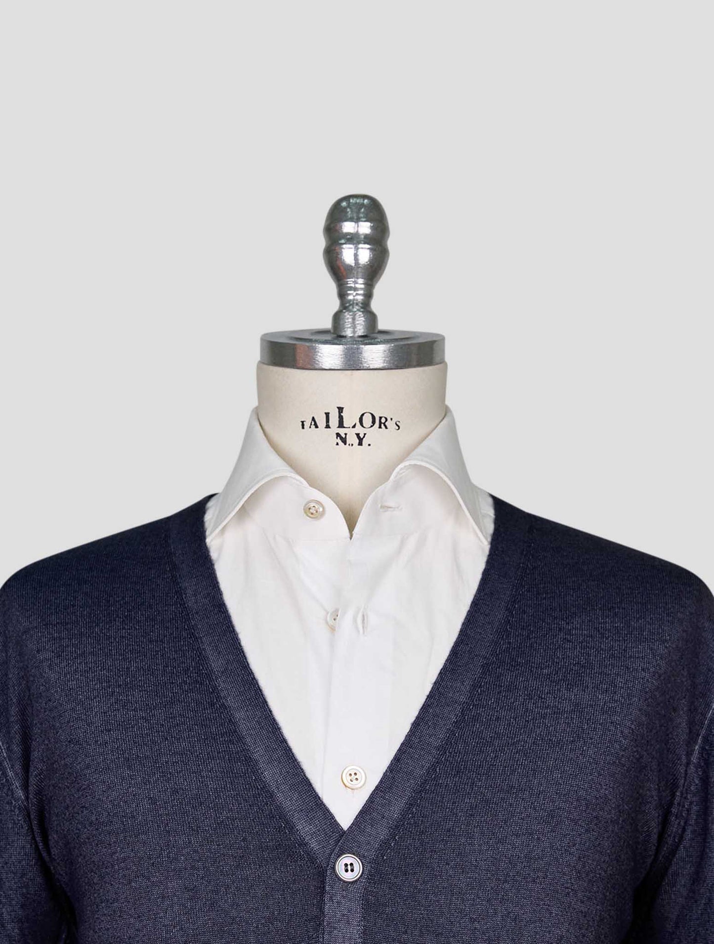 Kiton Blue Wool Cardigan