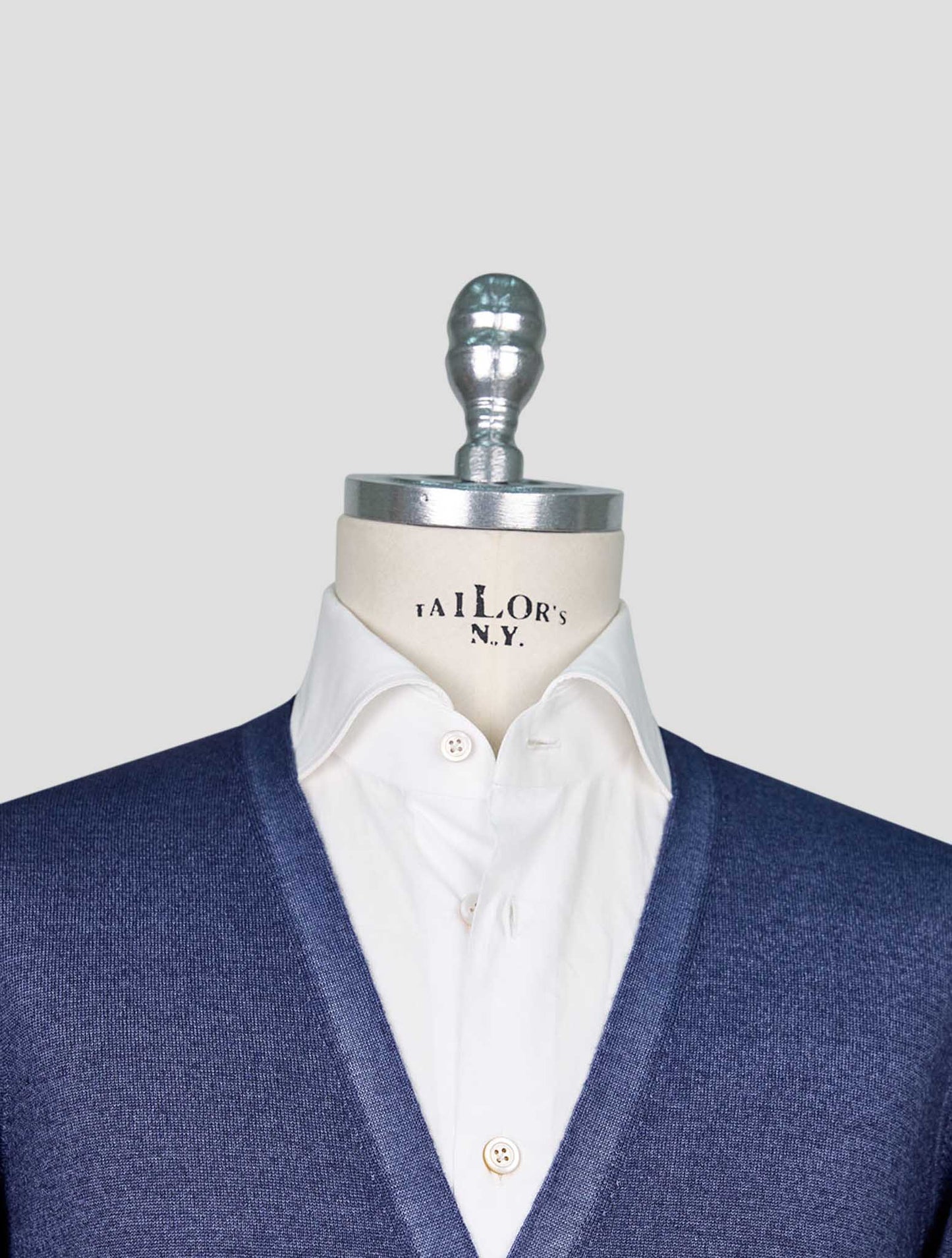 Kiton Blue Wool Cardigan