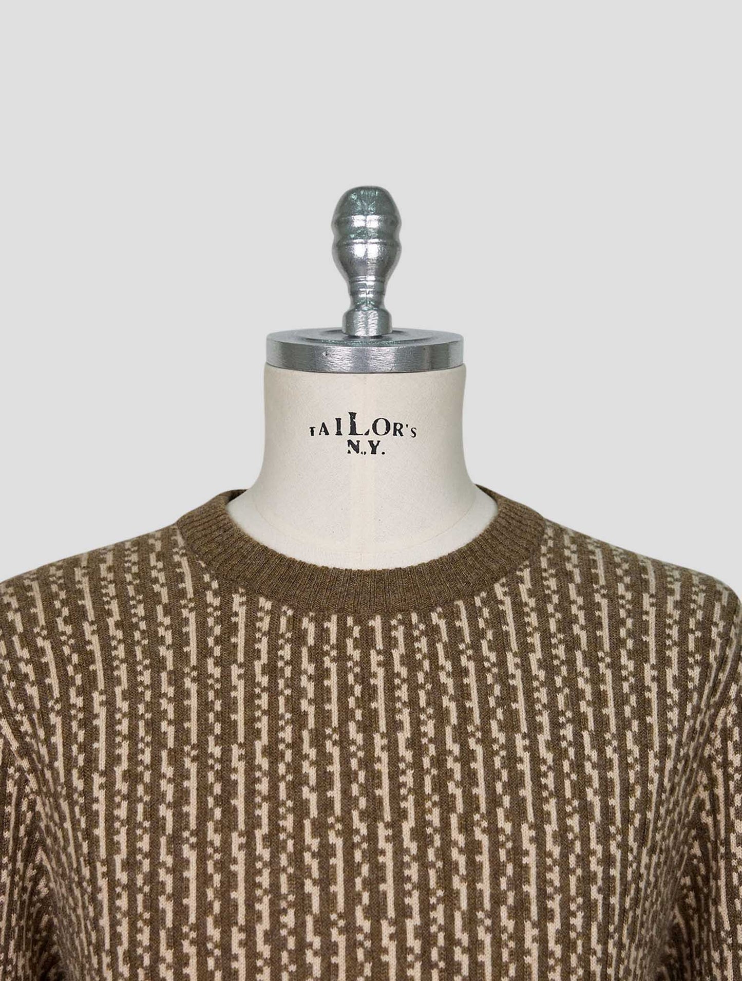 Kiton Brown Whote Cashmere Sweater Crewneck