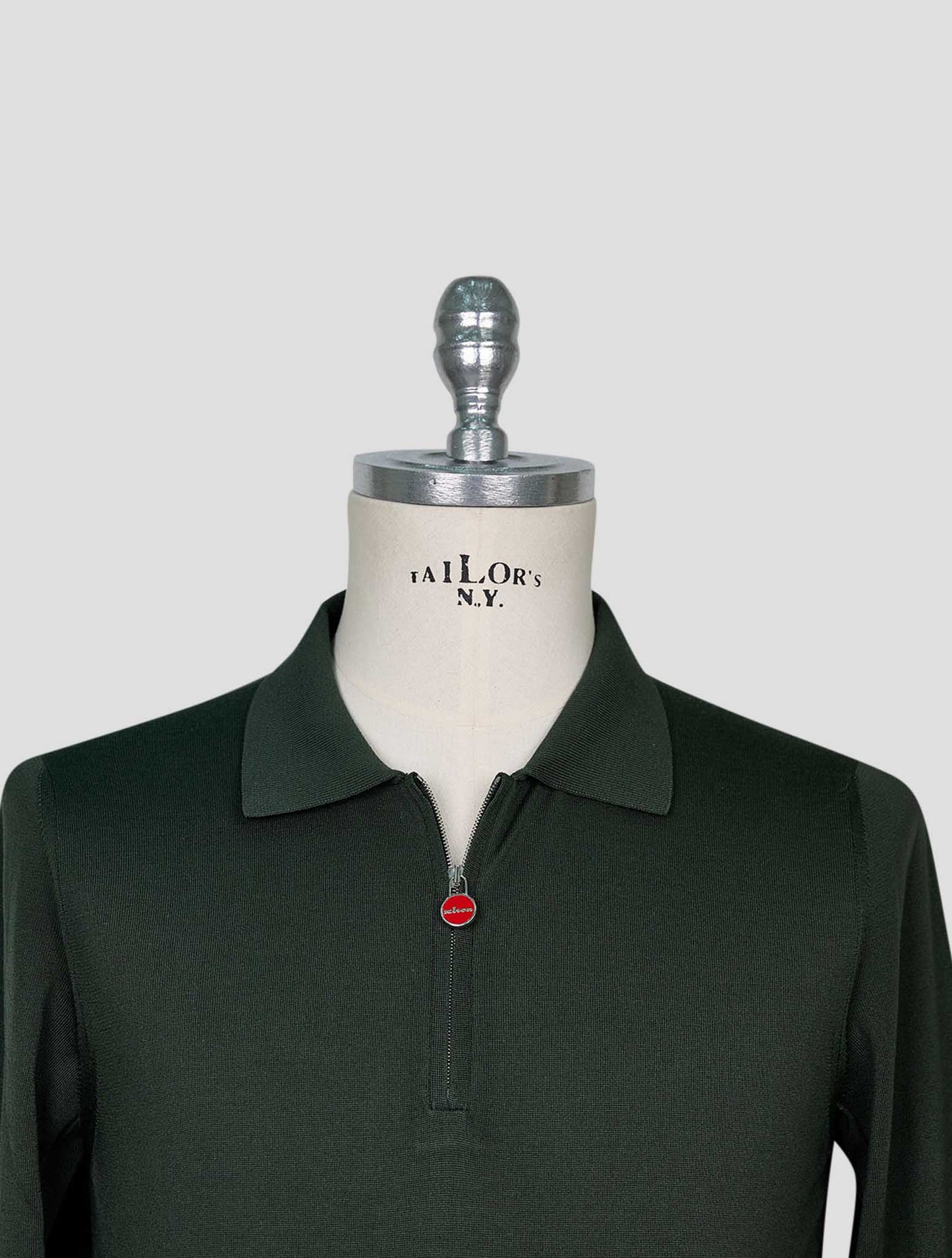 Kiton Green Silk Sweater Half Zip