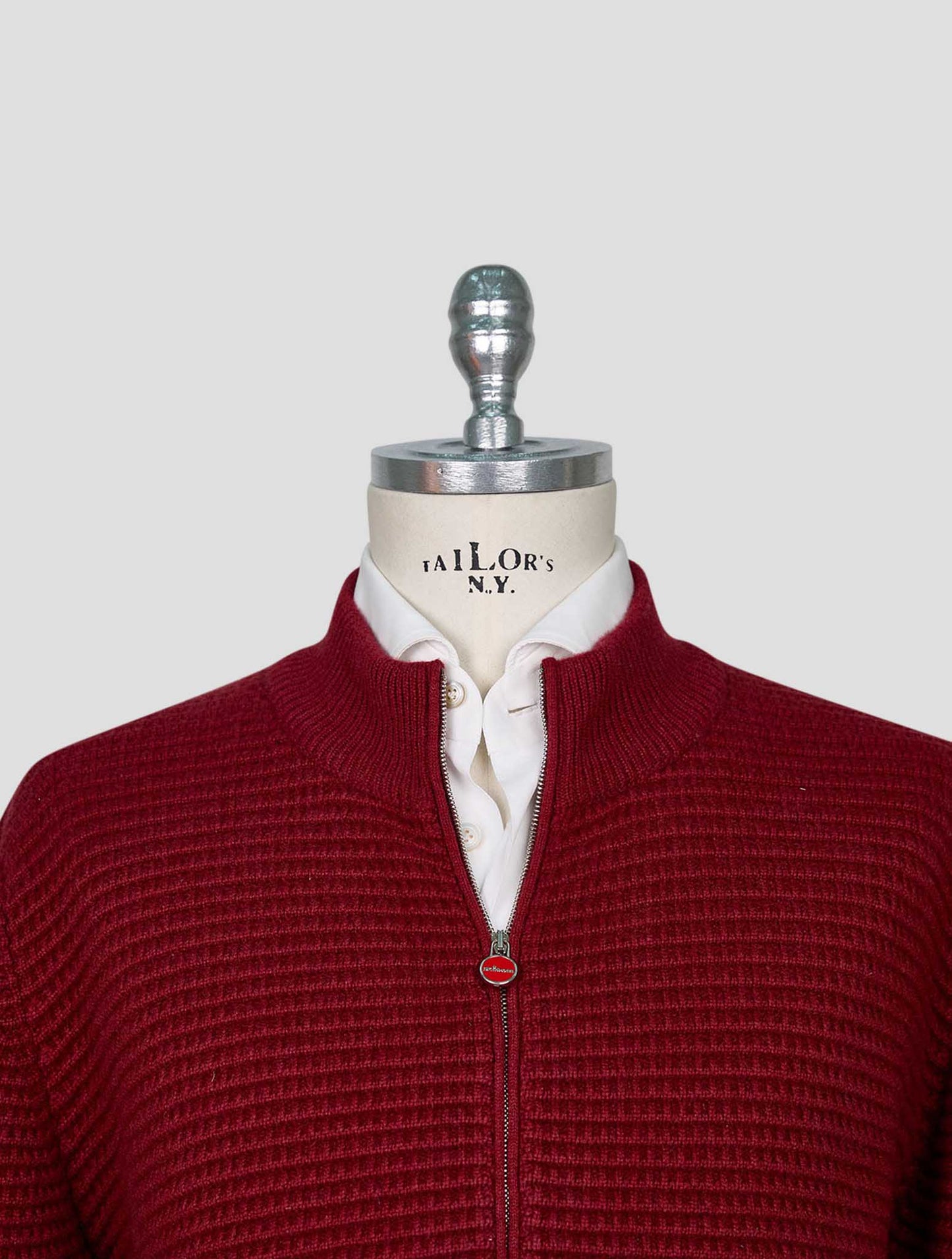 Kiton Burgundy Cashmere Coat Sweater Full Zip