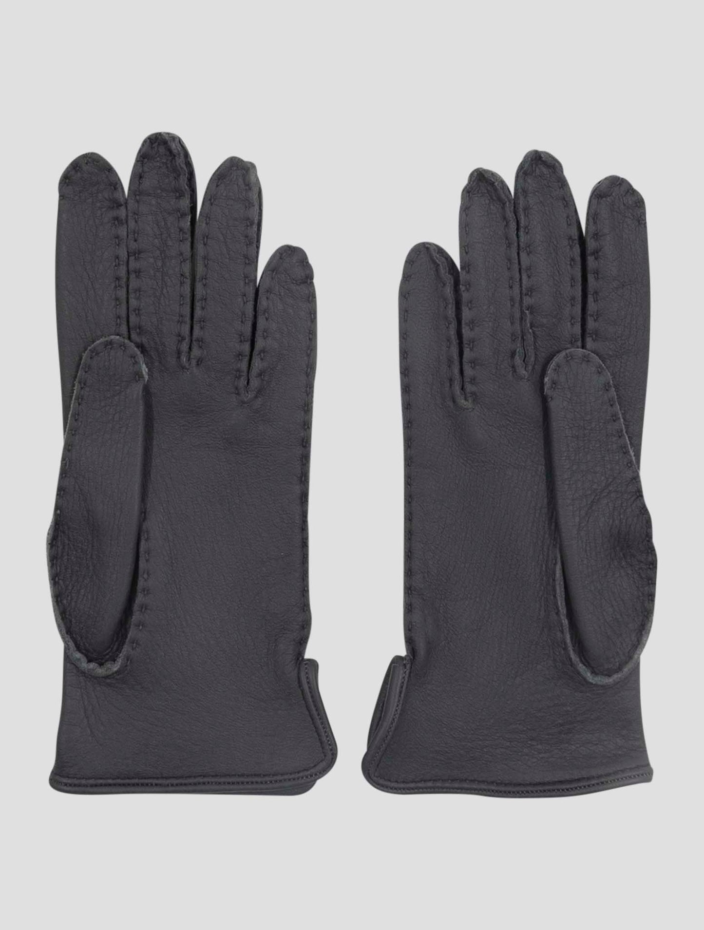 Kiton Gray Leather Deer Gloves Women